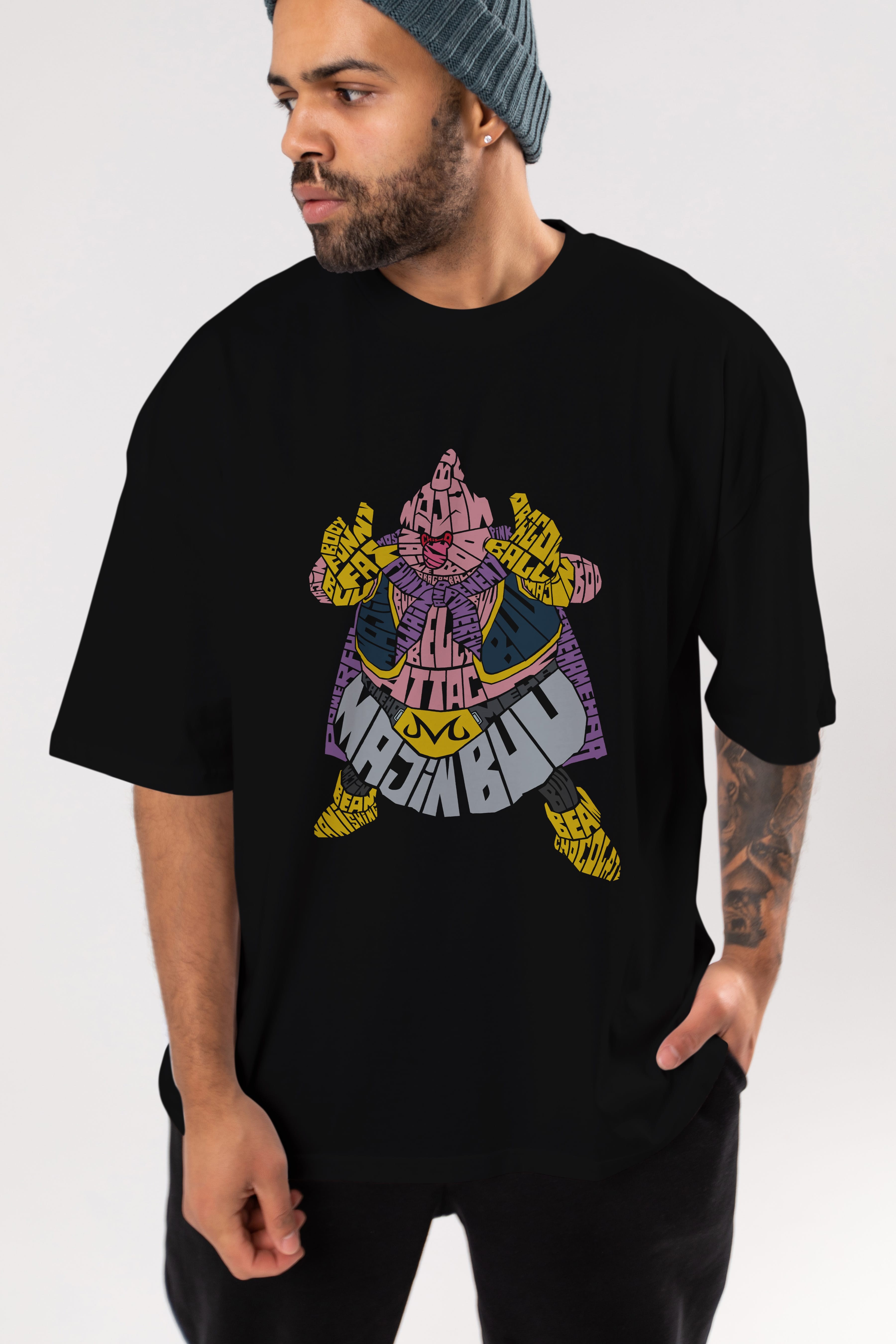 Majin Buu Ön Baskılı Oversize t-shirt %100 pamuk Erkek Kadın Unisex