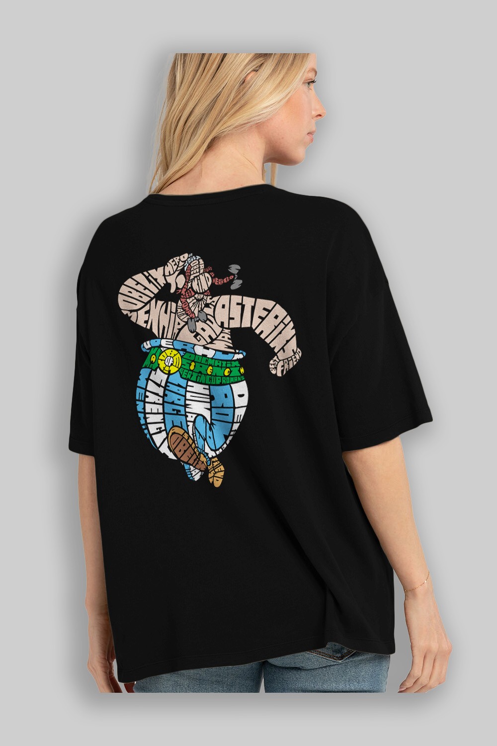 Obelix Arka Baskılı Oversize t-shirt %100 pamuk Erkek Kadın Unisex