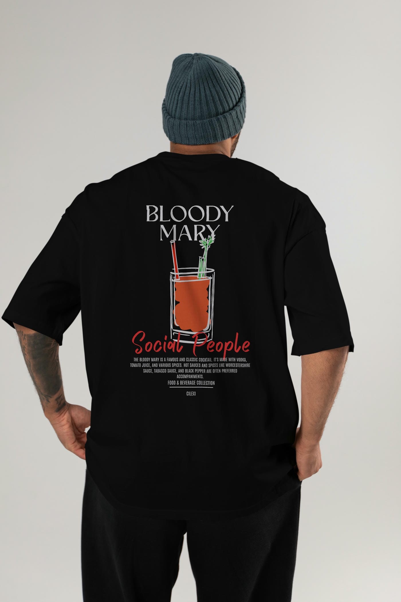 Bloody Mary Kokteyl Serisi Baskılı Oversize t-shirt Erkek Kadın Unisex %100 Pamuk Bisiklet Yaka tişort