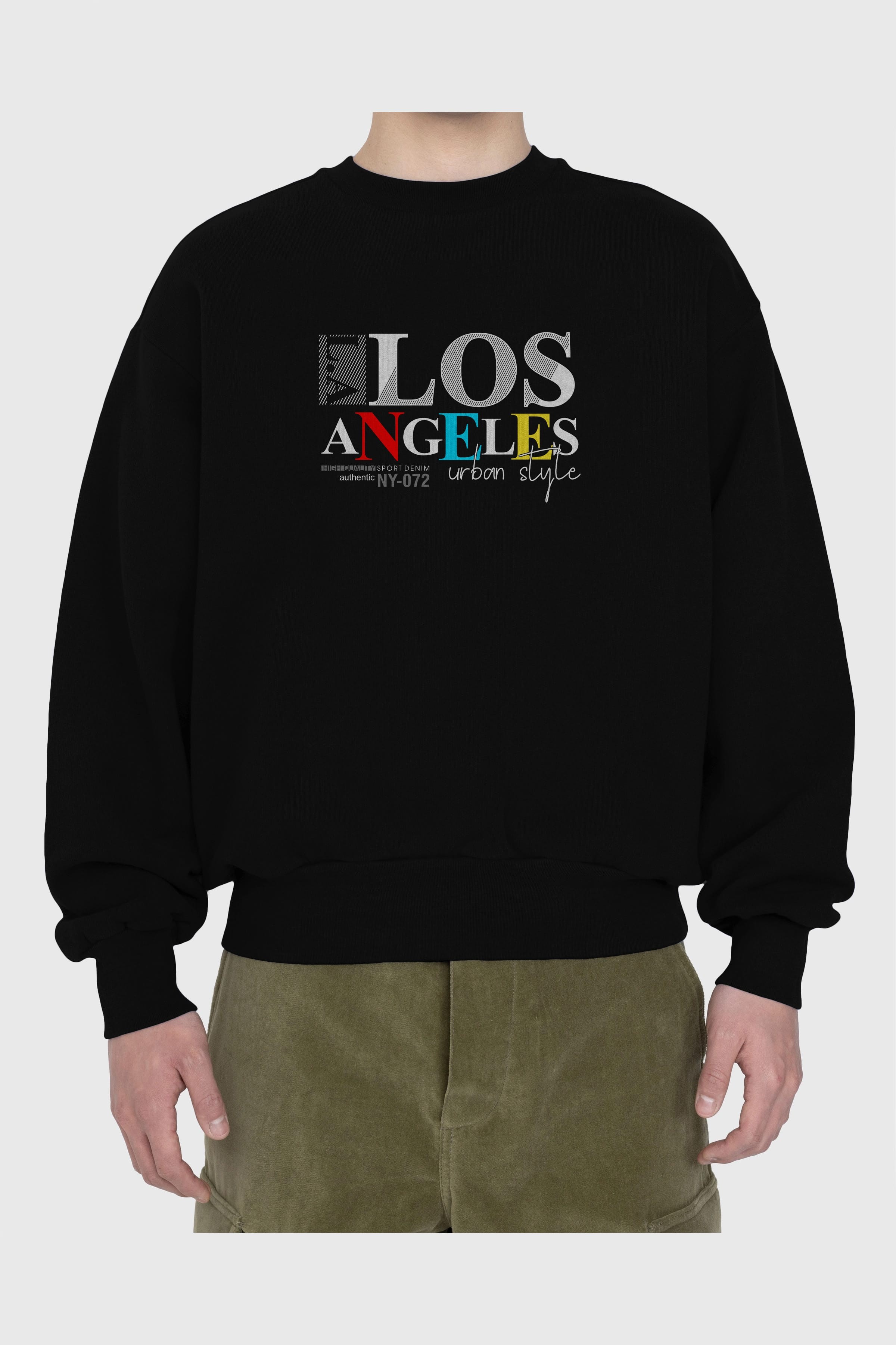 Los Angeles Style Ön Baskılı Oversize Sweatshirt Erkek Kadın Unisex