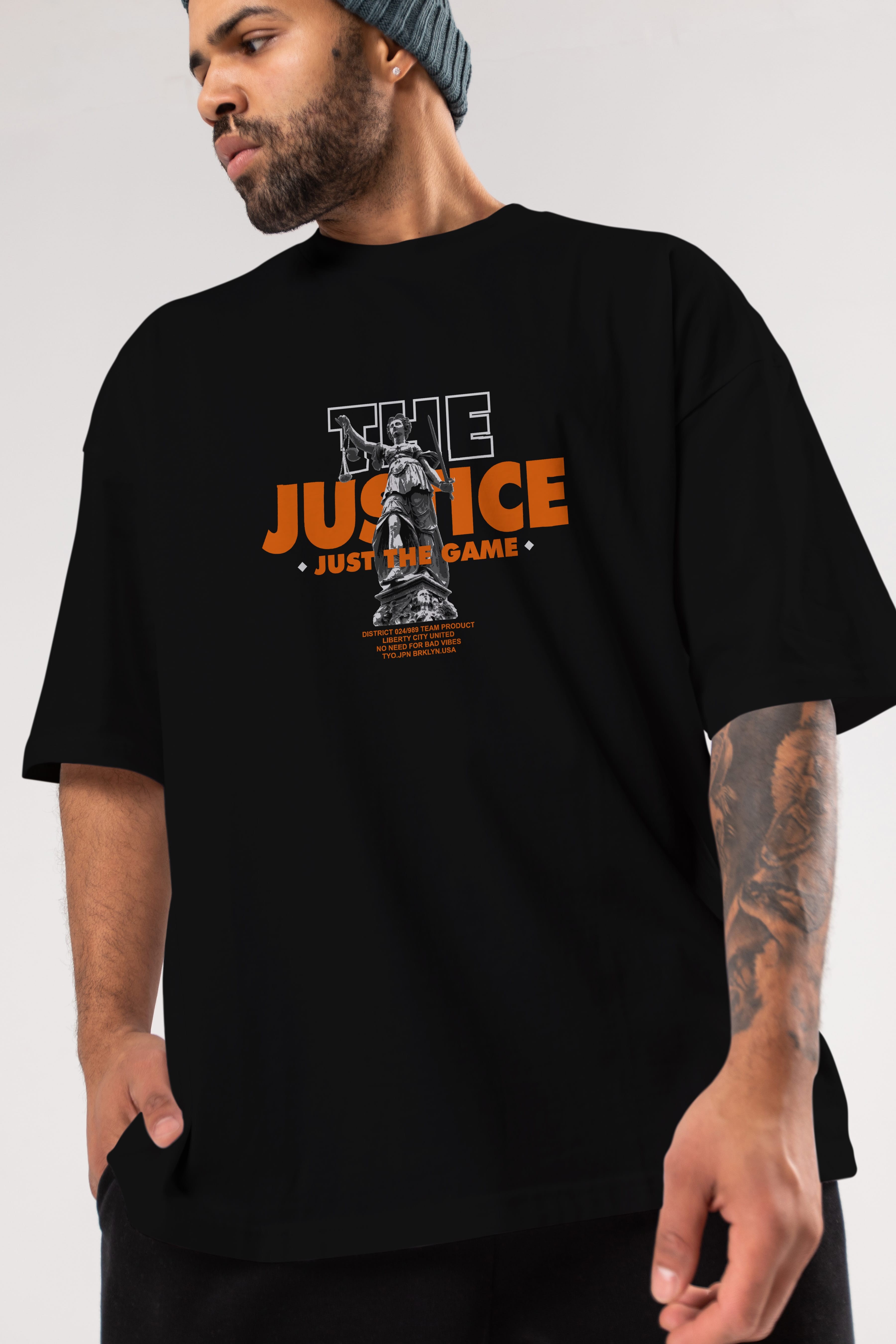 The Justice Ön Baskılı Oversize t-shirt Erkek Kadın Unisex