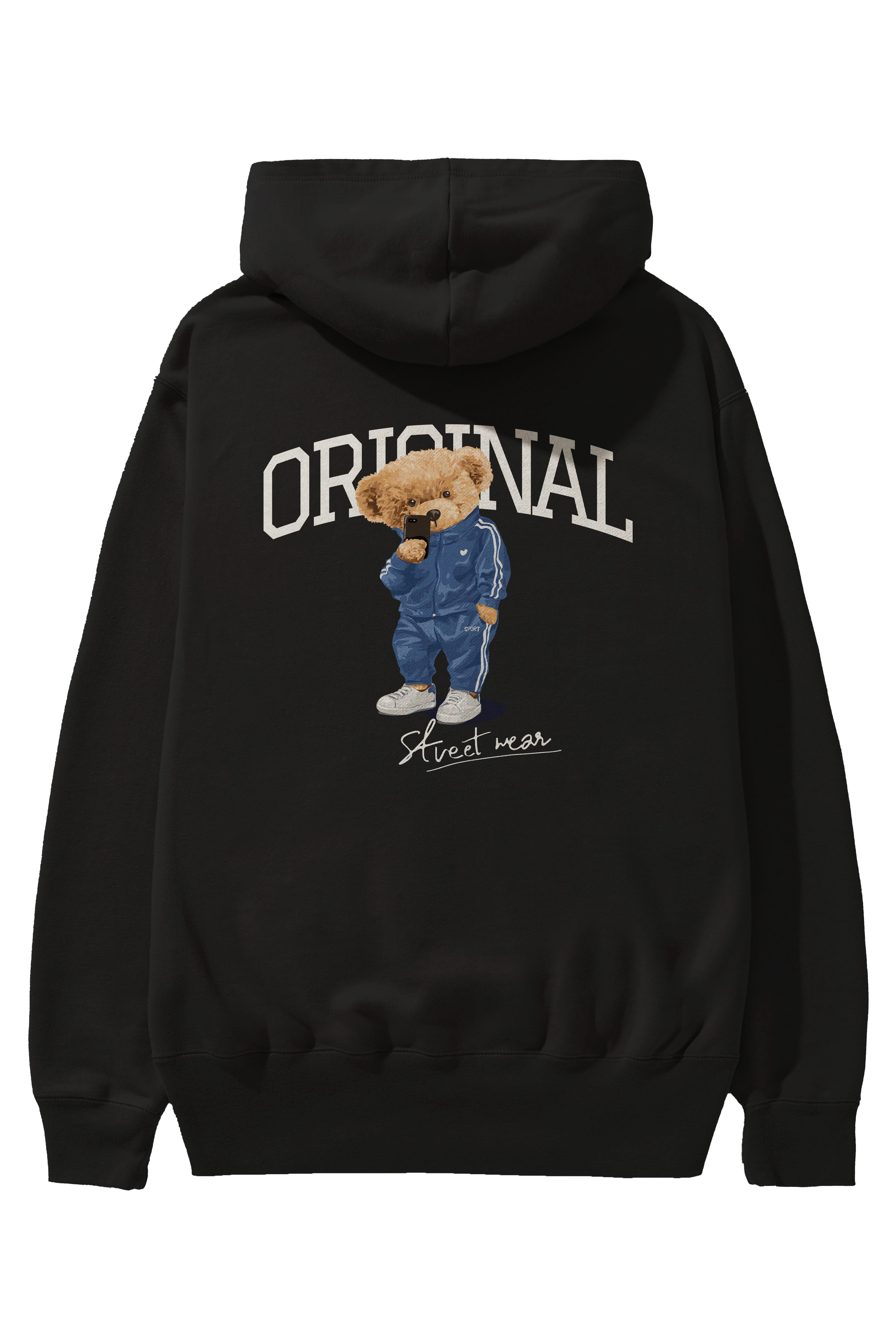 Teddy Bear Original Arka Baskılı Hoodie Oversize Kapüşonlu Sweatshirt Erkek Kadın Unisex