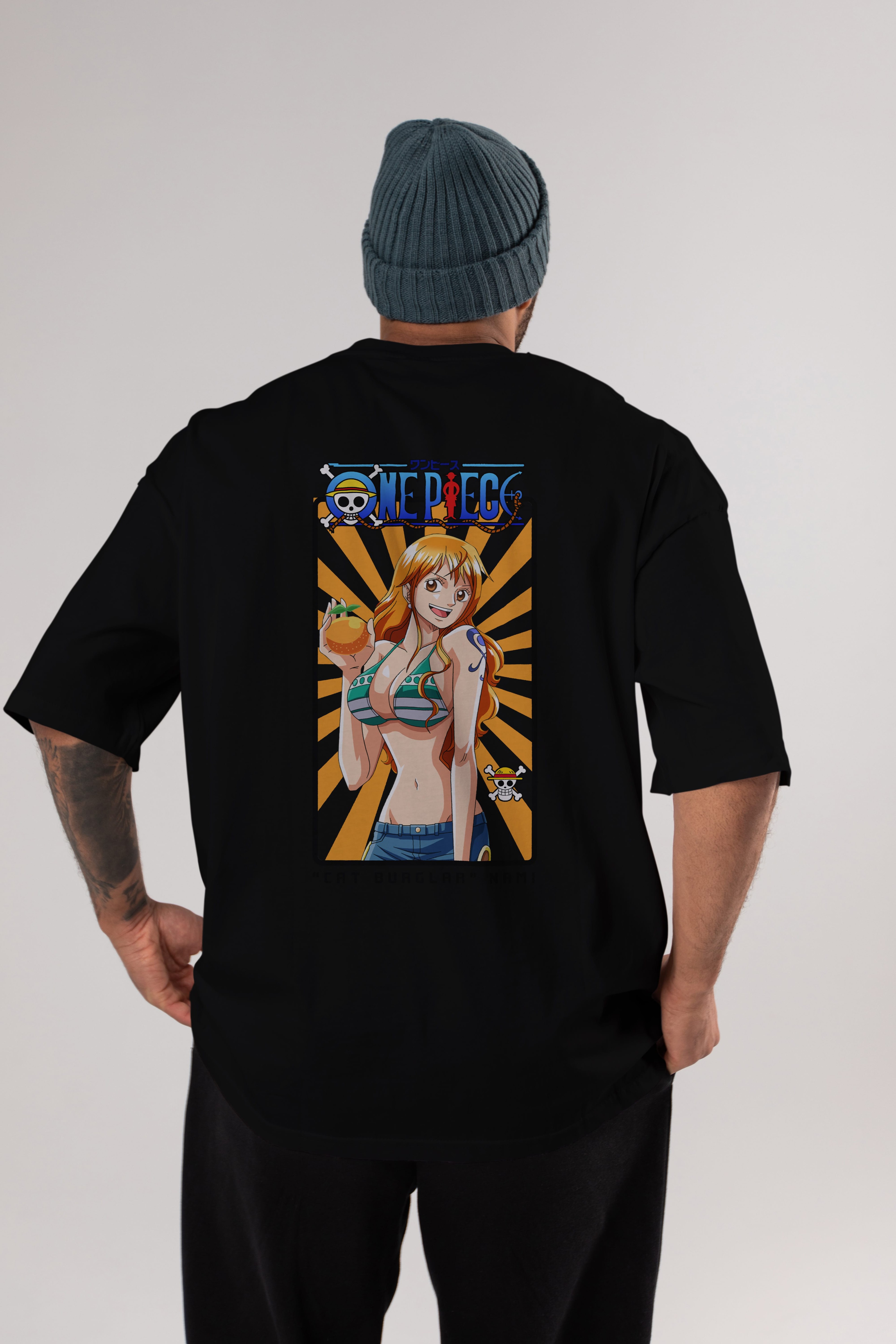 Nami Anime Arka Baskılı Oversize t-shirt Erkek Kadın Unisex %100 pamuk tişort