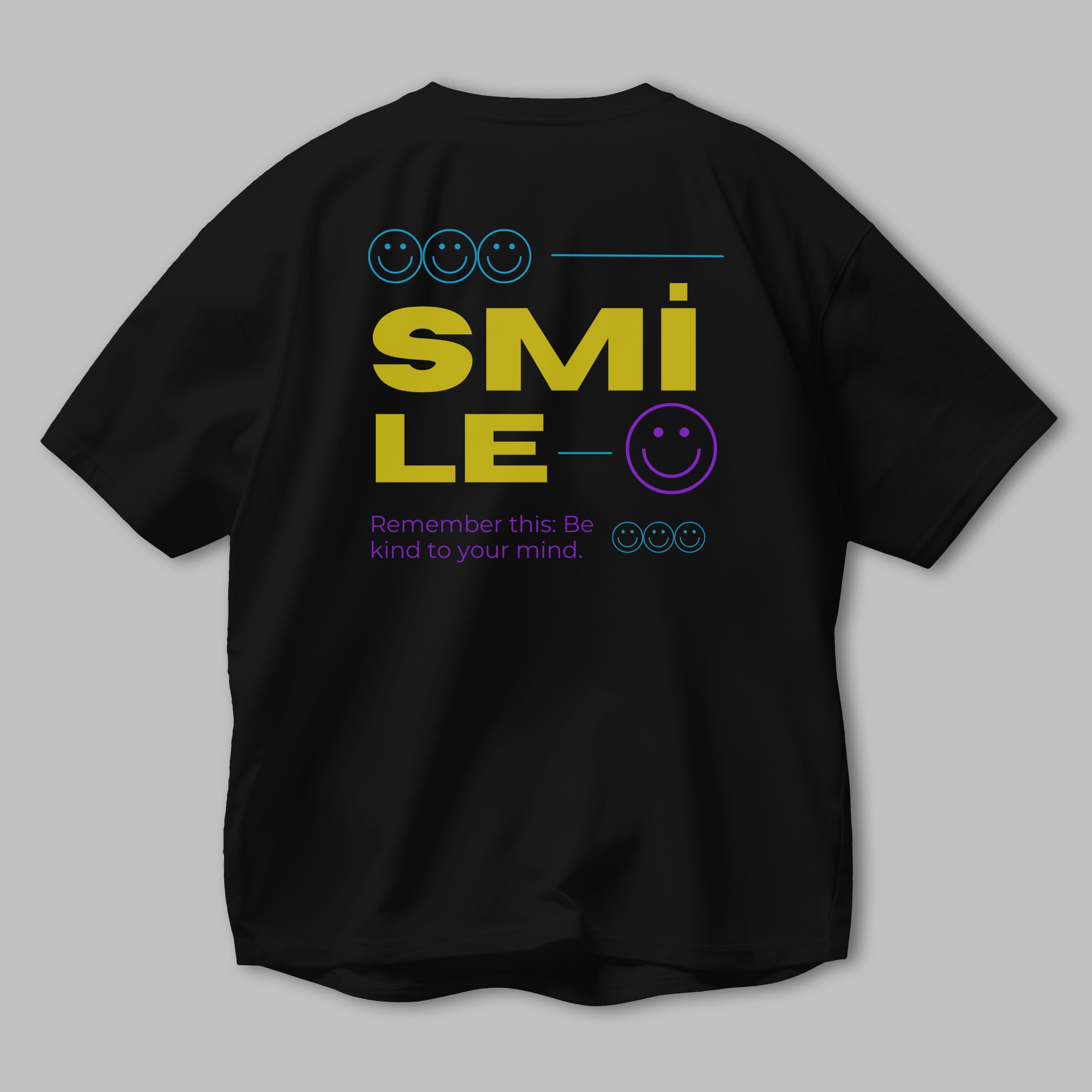Smile Yazılı 2 Arka Baskılı Oversize t-shirt Erkek Kadın Unisex
