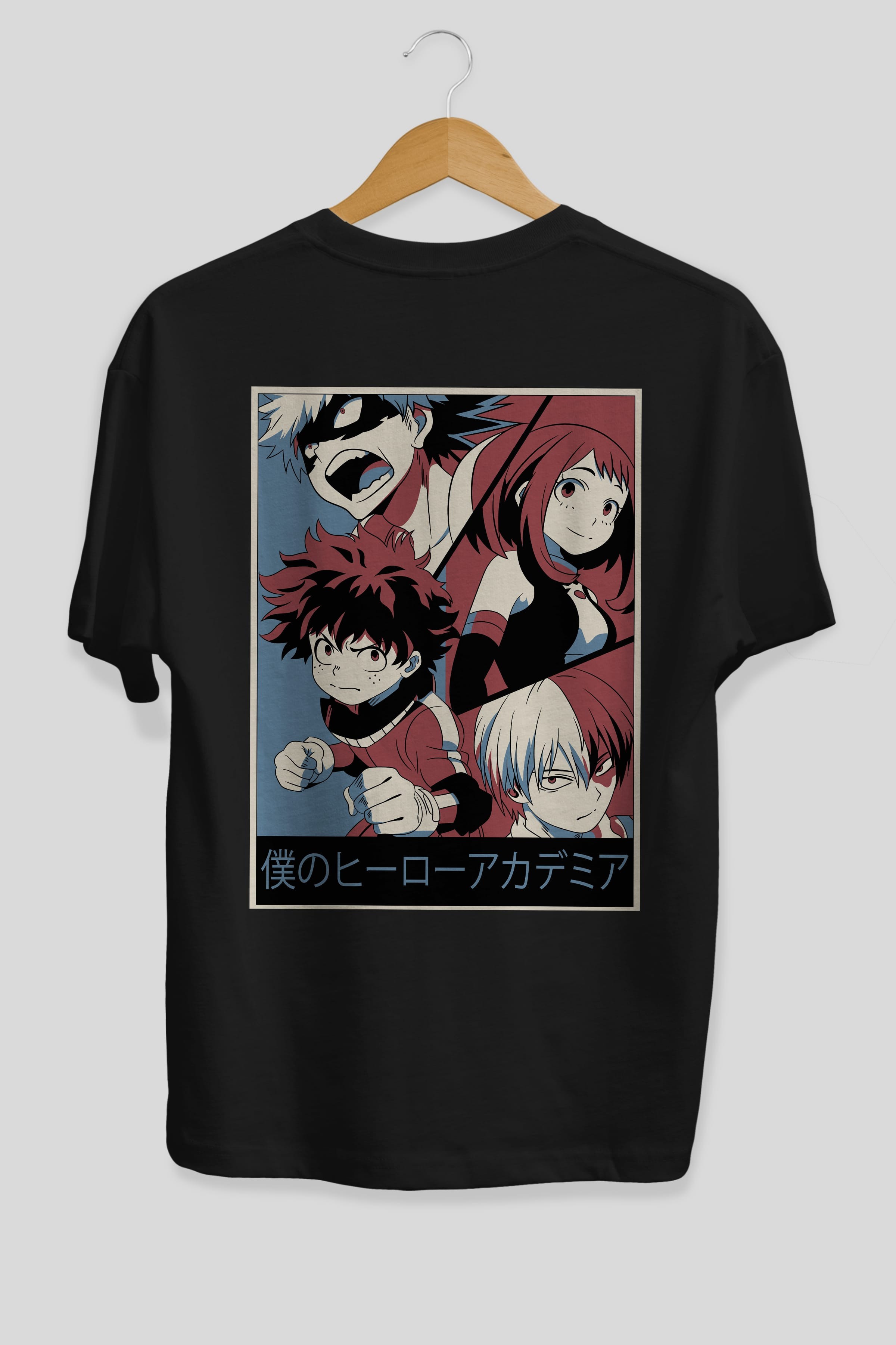 BokuNoHero Anime Arka Baskılı Oversize t-shirt Erkek Kadın Unisex