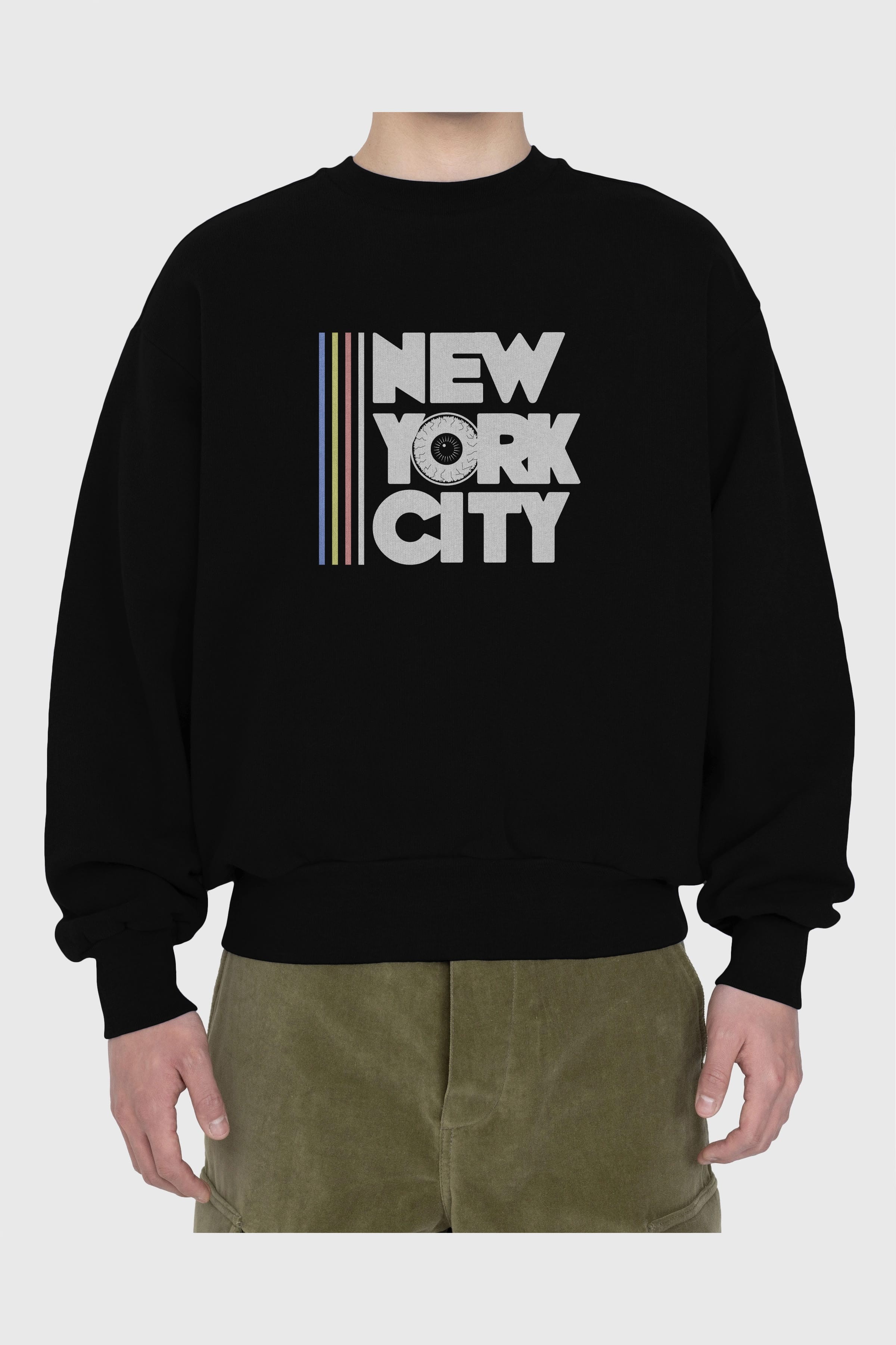 New York City Style Ön Baskılı Oversize Sweatshirt Erkek Kadın Unisex