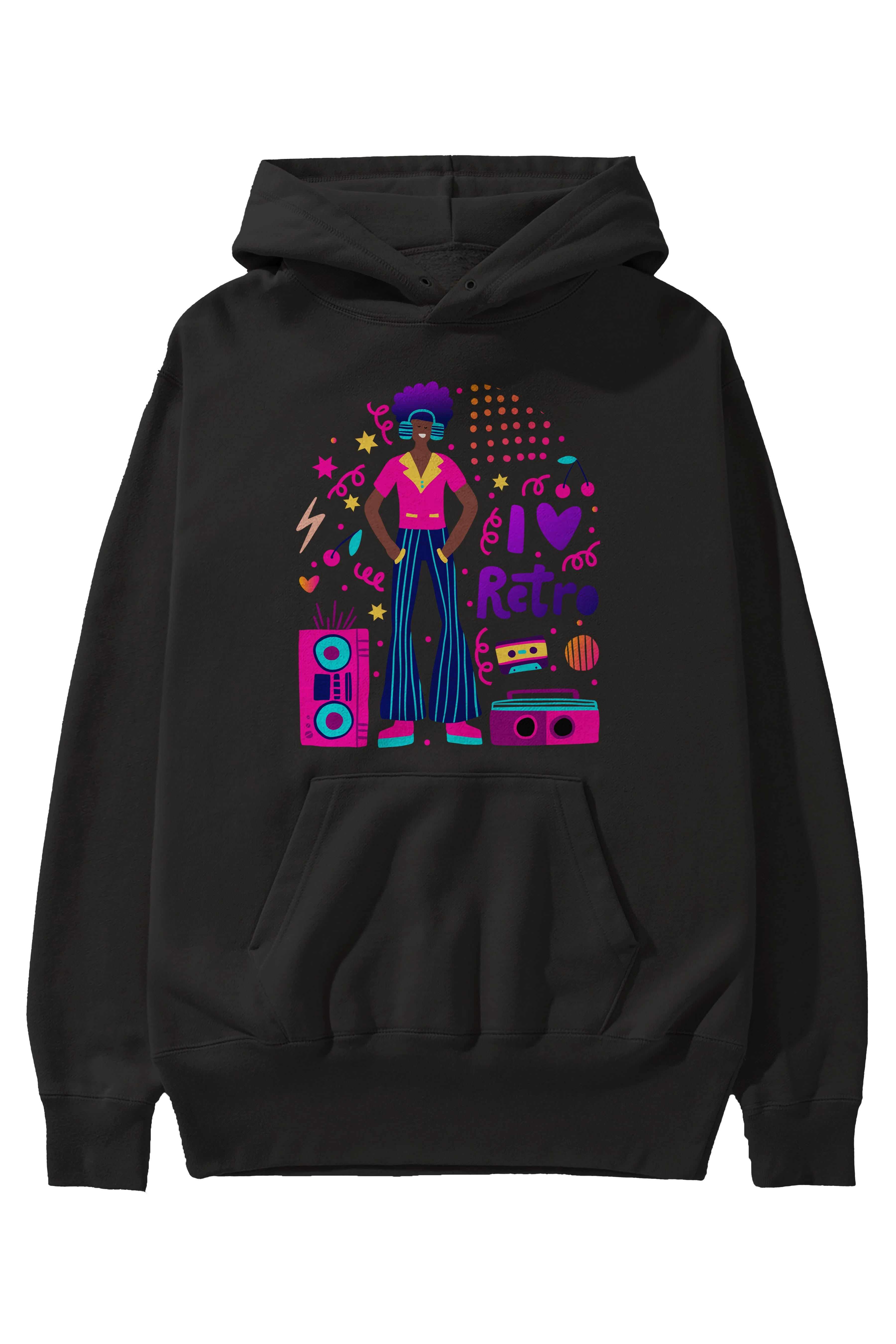 Retro Boy Party Ön Baskılı Oversize Hoodie Kapüşonlu Sweatshirt Erkek Kadın Unisex