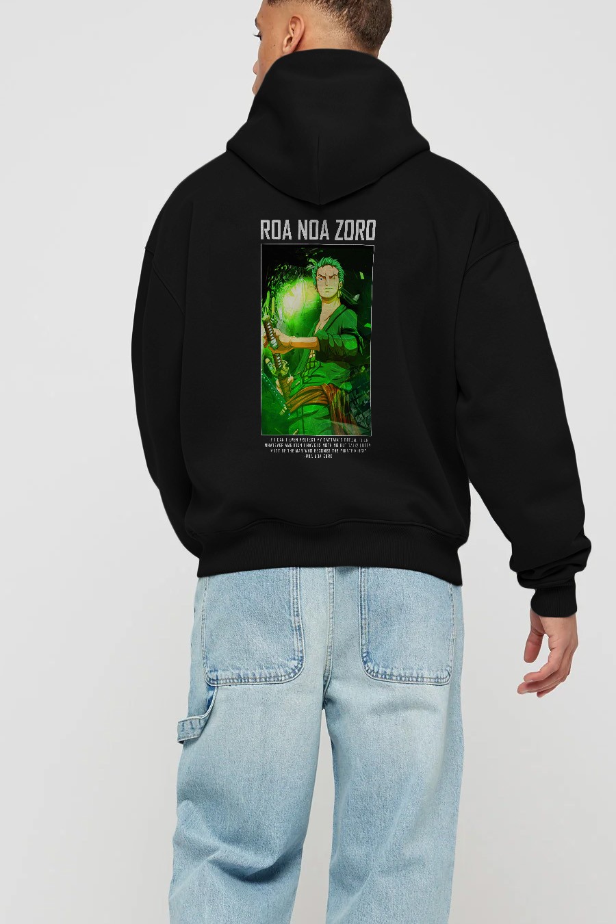 Roronoa Zoro 5 Anime Arka Baskılı Hoodie Oversize Kapüşonlu Sweatshirt Erkek Kadın Unisex