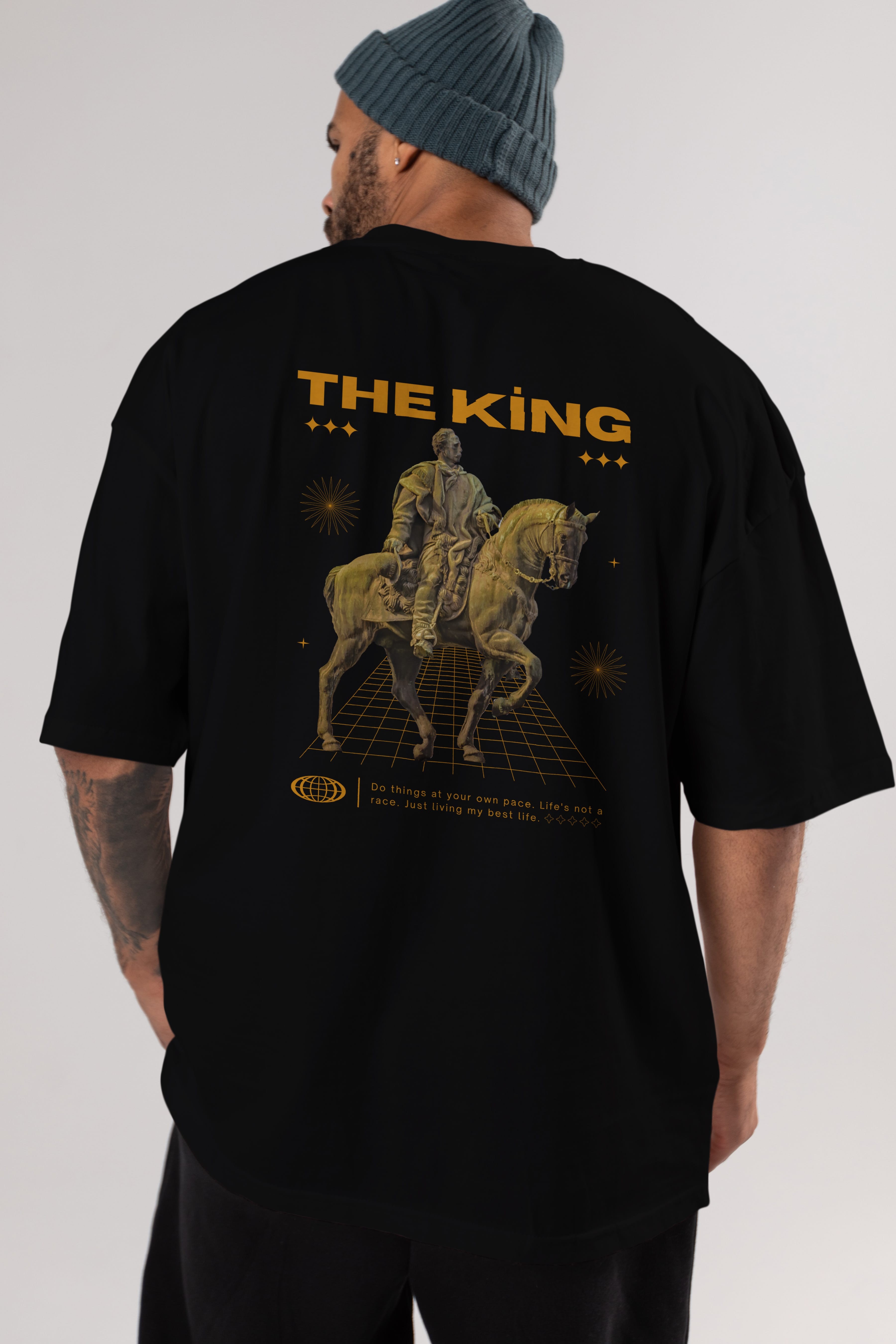 The King Yazılı Arka Baskılı Oversize t-shirt Erkek Kadın Unisex