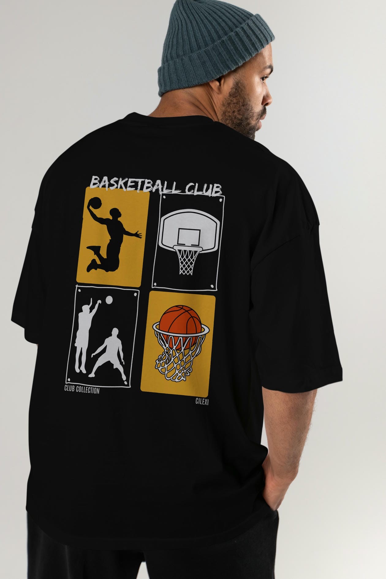 Basketball Club Arka Baskılı Oversize t-shirt Erkek Kadın %100 Pamuk Bisiklet Yaka tişort
