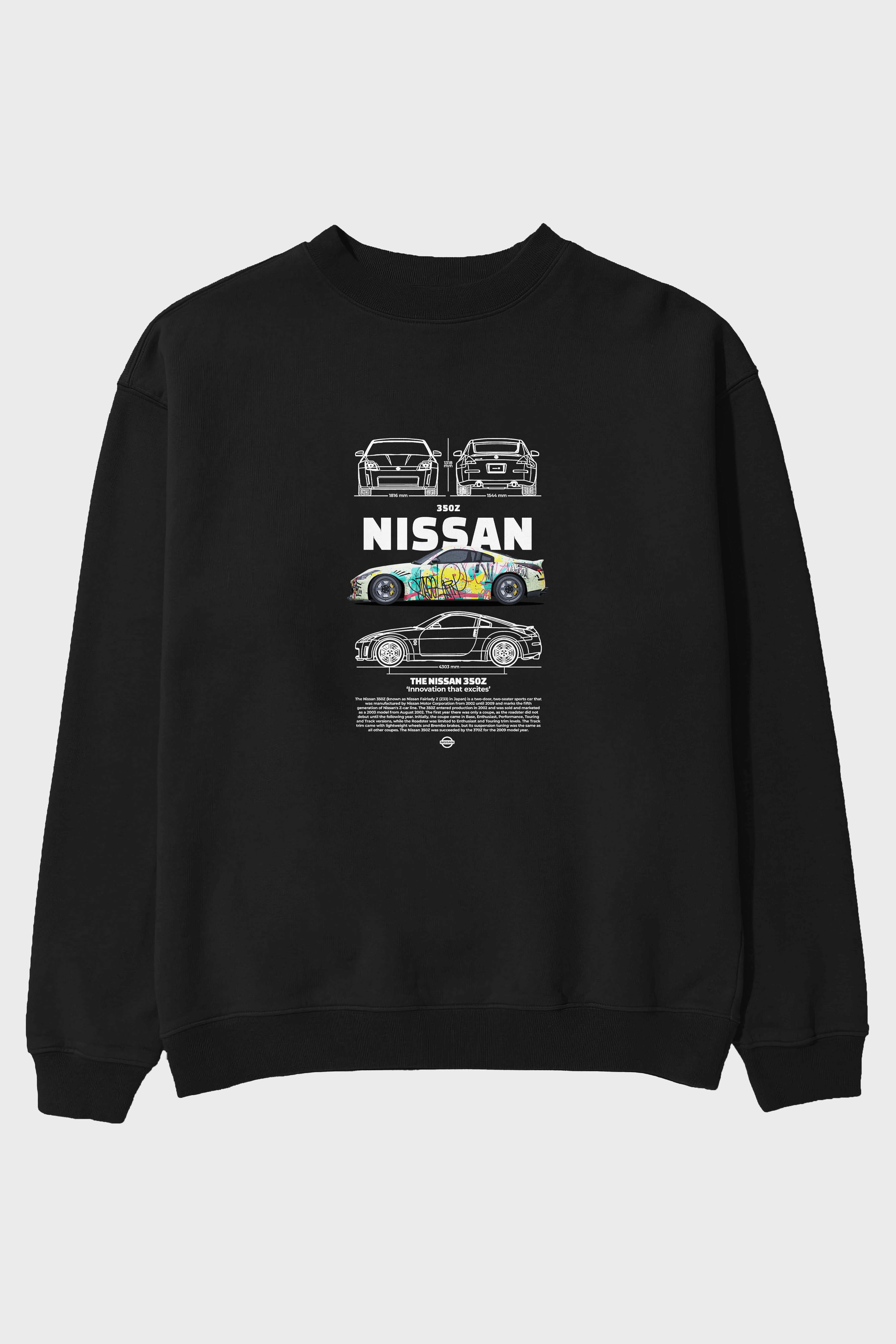 nissan 350z 2 Ön Baskılı Anime Oversize Sweatshirt Erkek Kadın Unisex