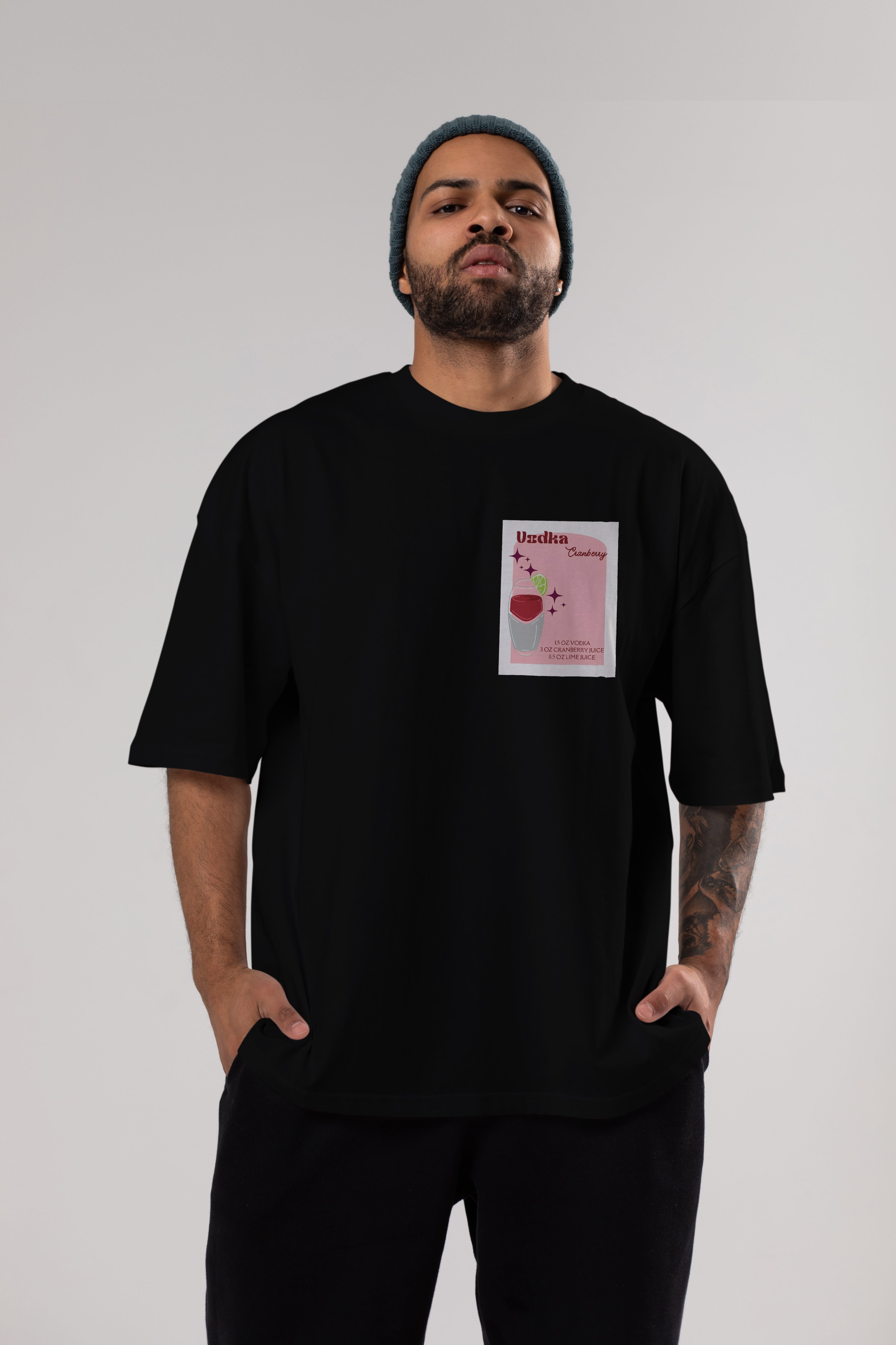 Vodka Cranberry 2 Ön Sol Baskılı Oversize t-shirt Erkek Kadın Unisex %100 Pamuk Bisiklet Yaka tişort