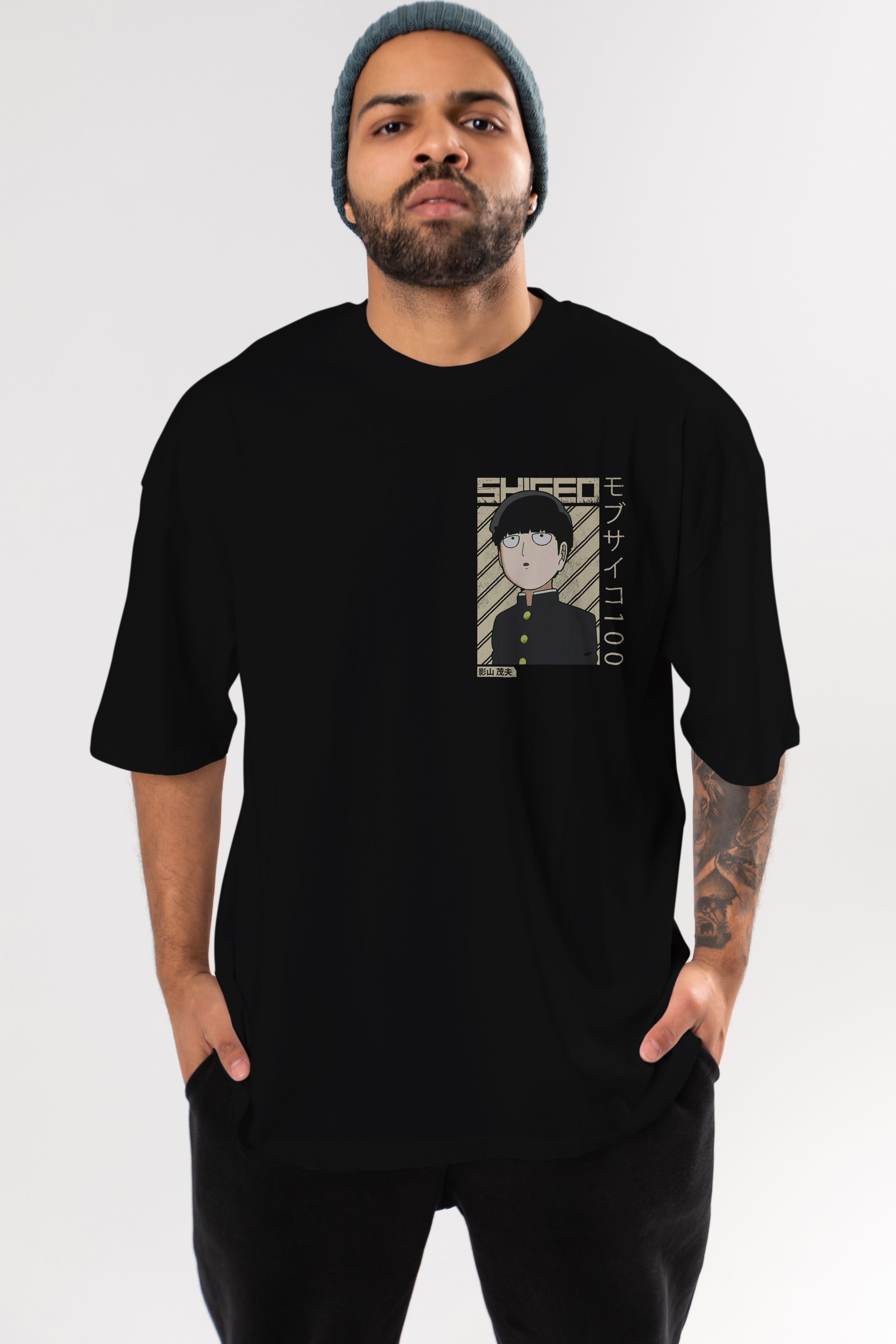 Shigeo Kageyama 2 Ön Sol Baskılı Oversize t-shirt Erkek Kadın Unisex %100 Pamuk Bisiklet Yaka tişort