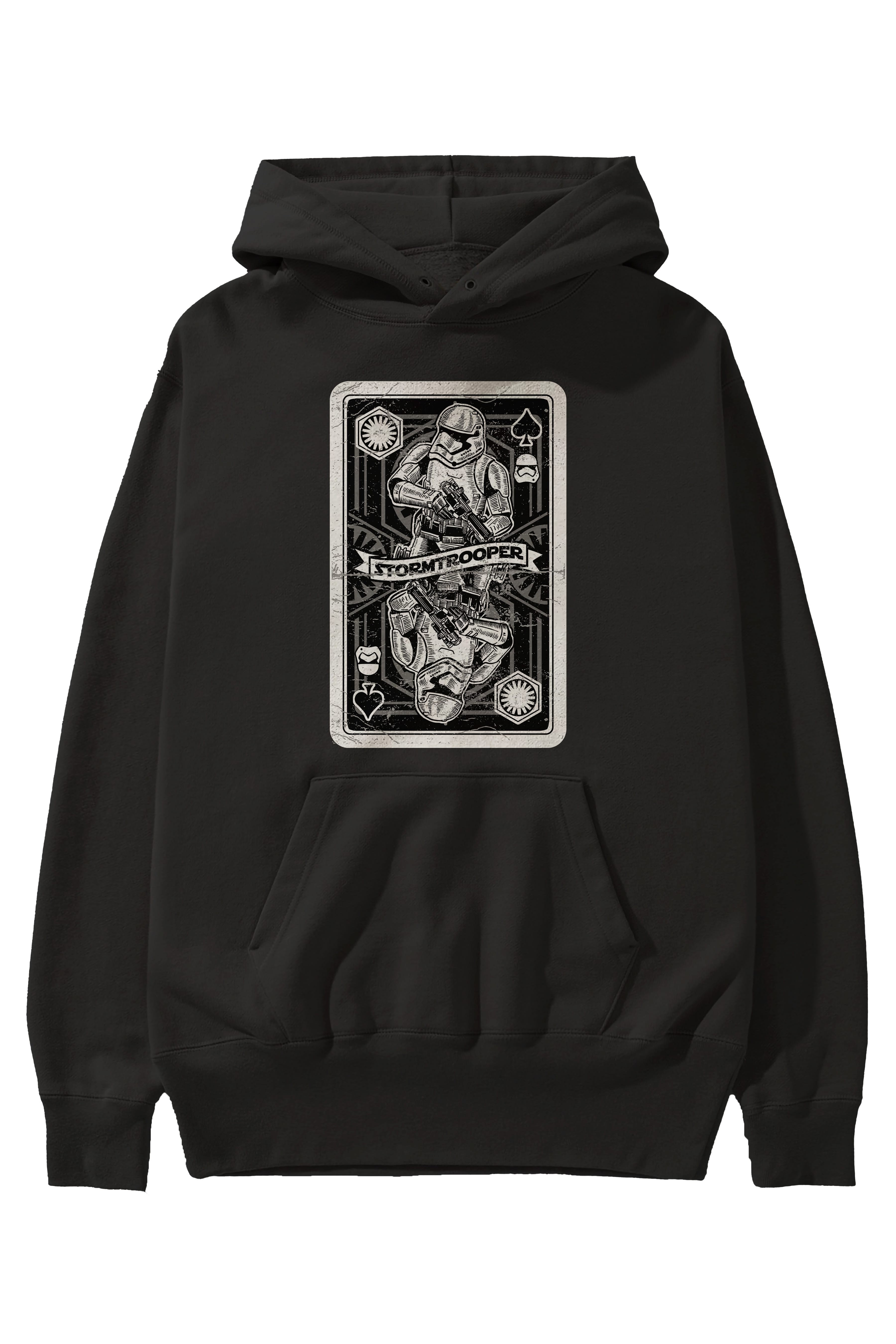 Stormtrooper Playing Card Ön Baskılı Hoodie Oversize Kapüşonlu Sweatshirt Erkek Kadın Unisex