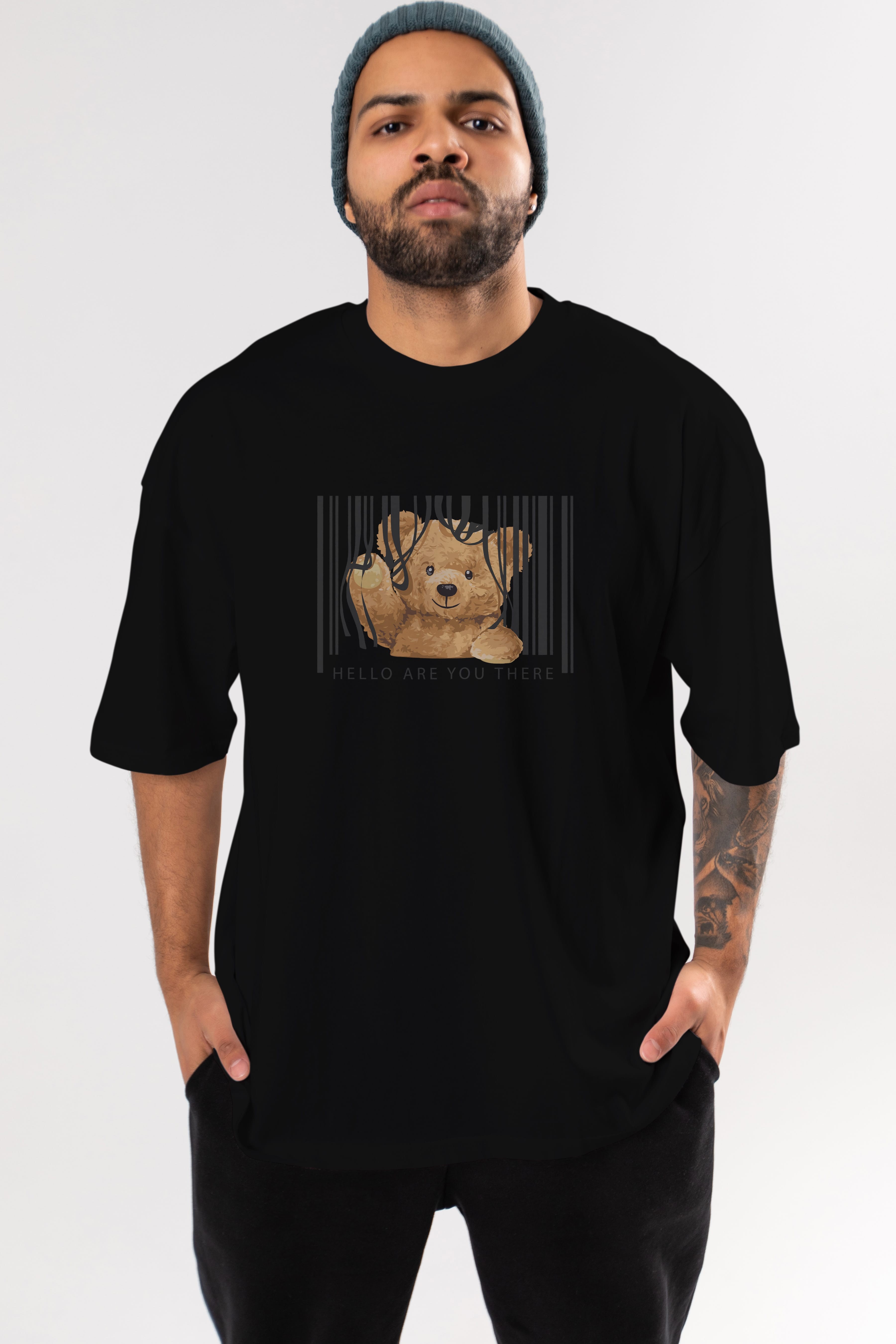 Teddy Bear Hello Ön Baskılı Oversize t-shirt Erkek Kadın Unisex %100 Pamuk