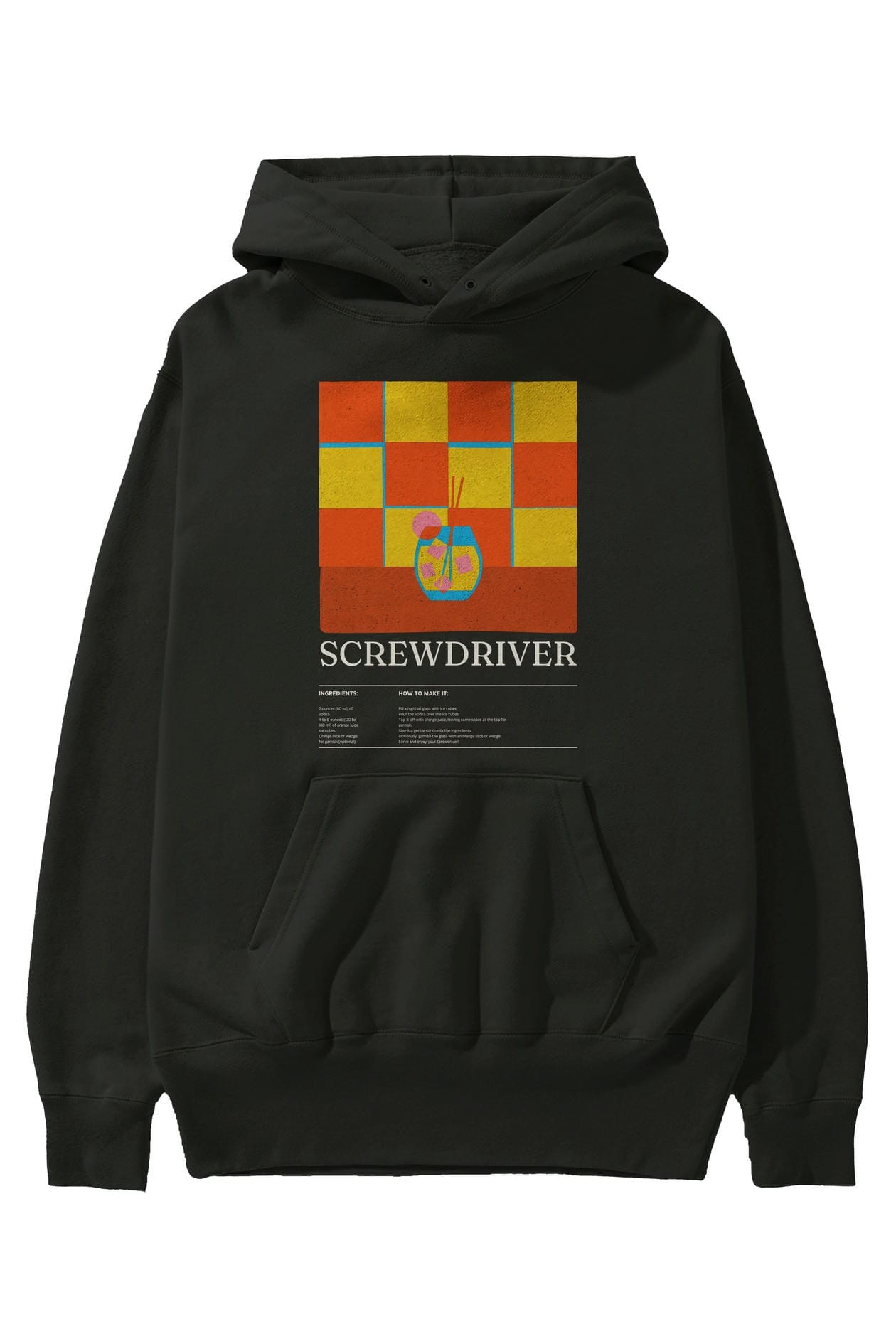 Screwdriver Kokteyl ön Baskılı Hoodie Oversize Kapüşonlu Sweatshirt Erkek Kadın