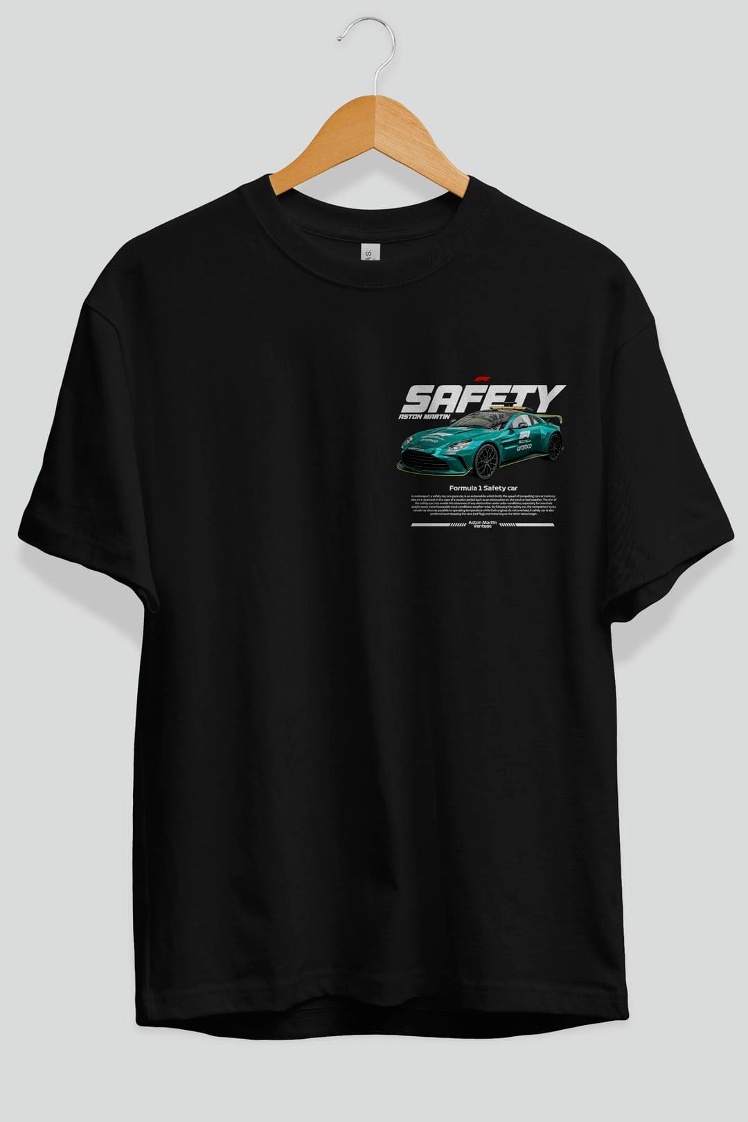 safety car f1 Ön Sol Baskılı Oversize t-shirt Erkek Kadın Unisex %100 Pamuk Bisiklet Yaka tişort