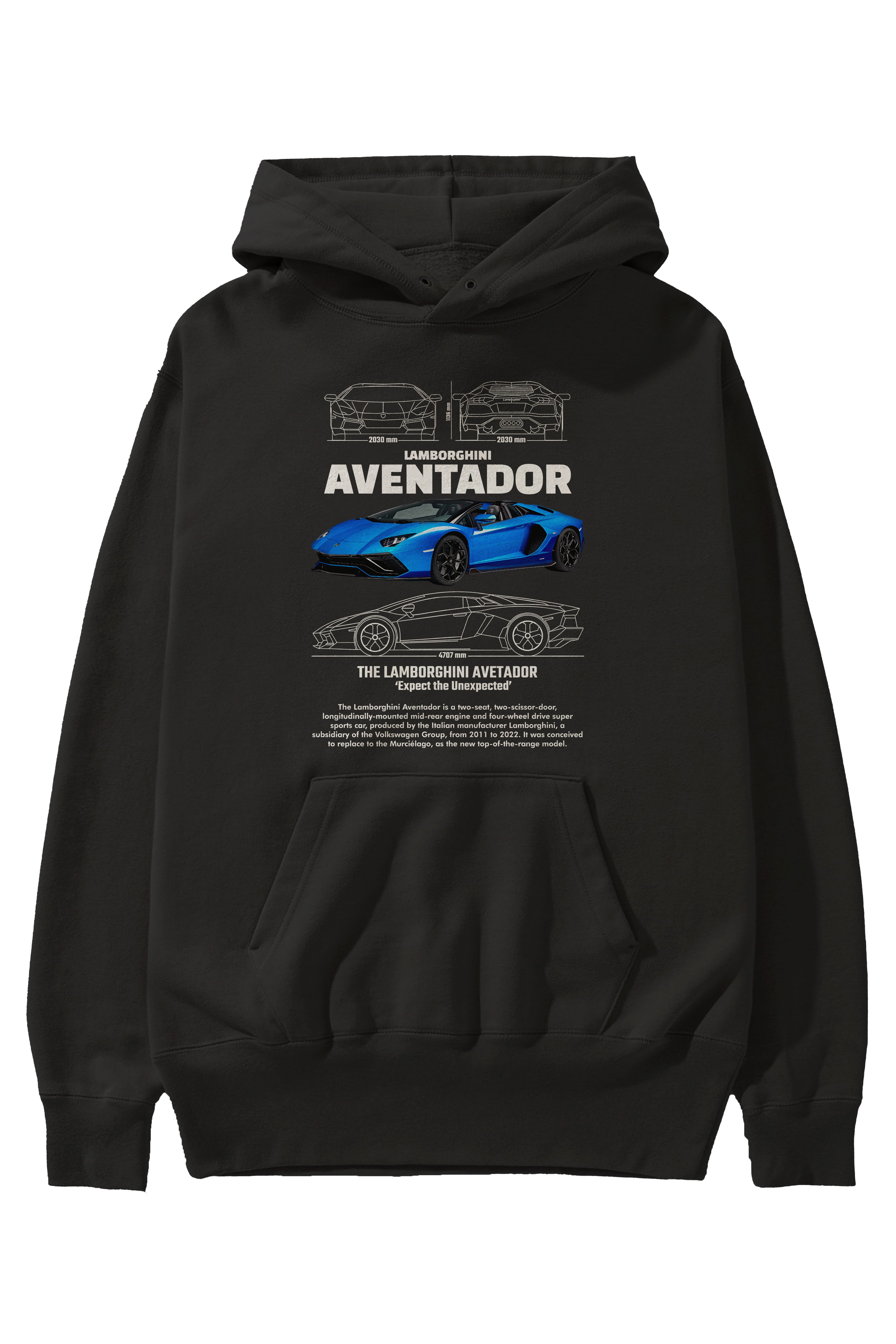 Lamborghini AVENTADOR 1 Ön Baskılı Hoodie Oversize Kapüşonlu Sweatshirt Erkek Kadın Unisex