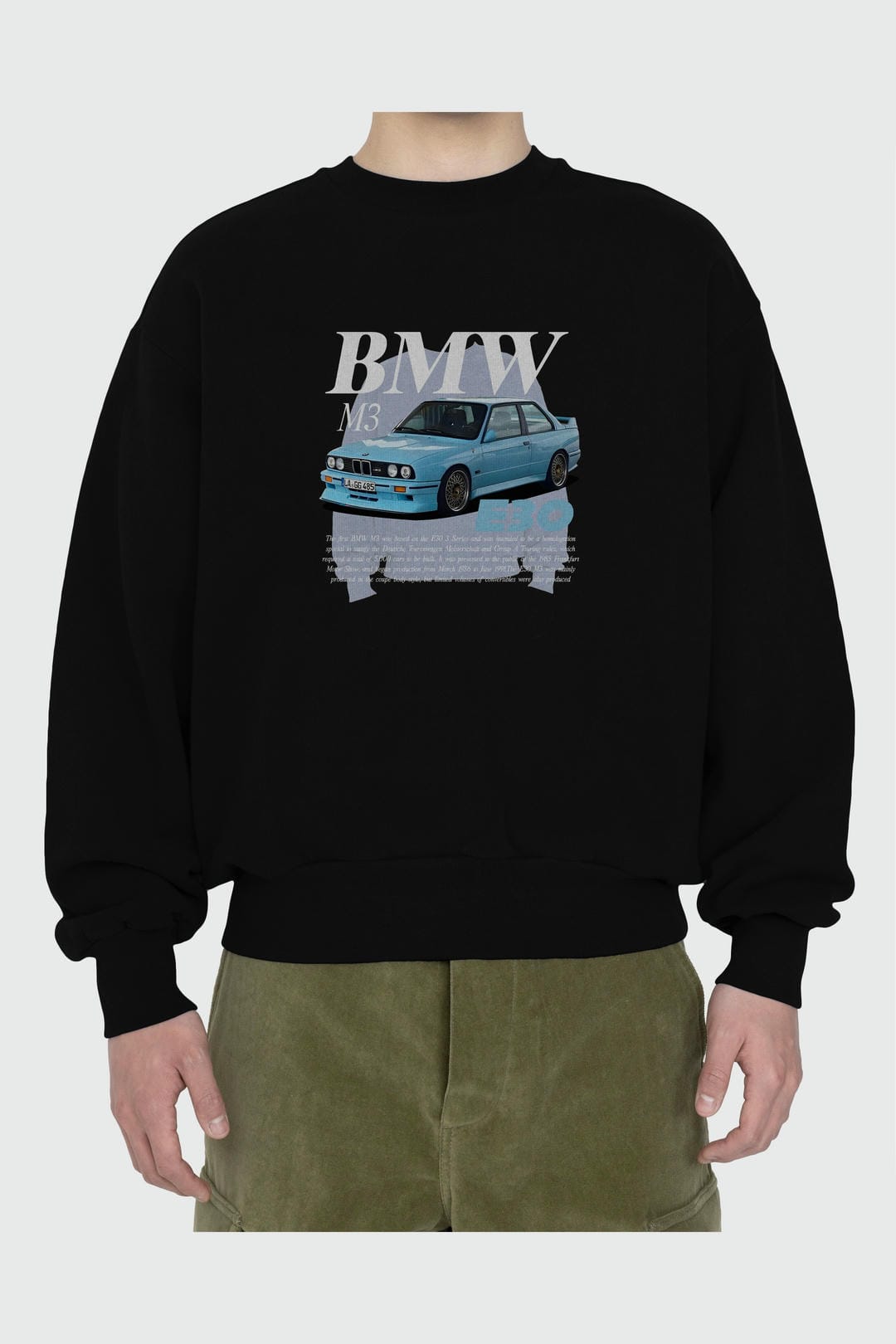 BMW M3 E30 Ön Baskılı Anime Oversize Sweatshirt Erkek Kadın Unisex