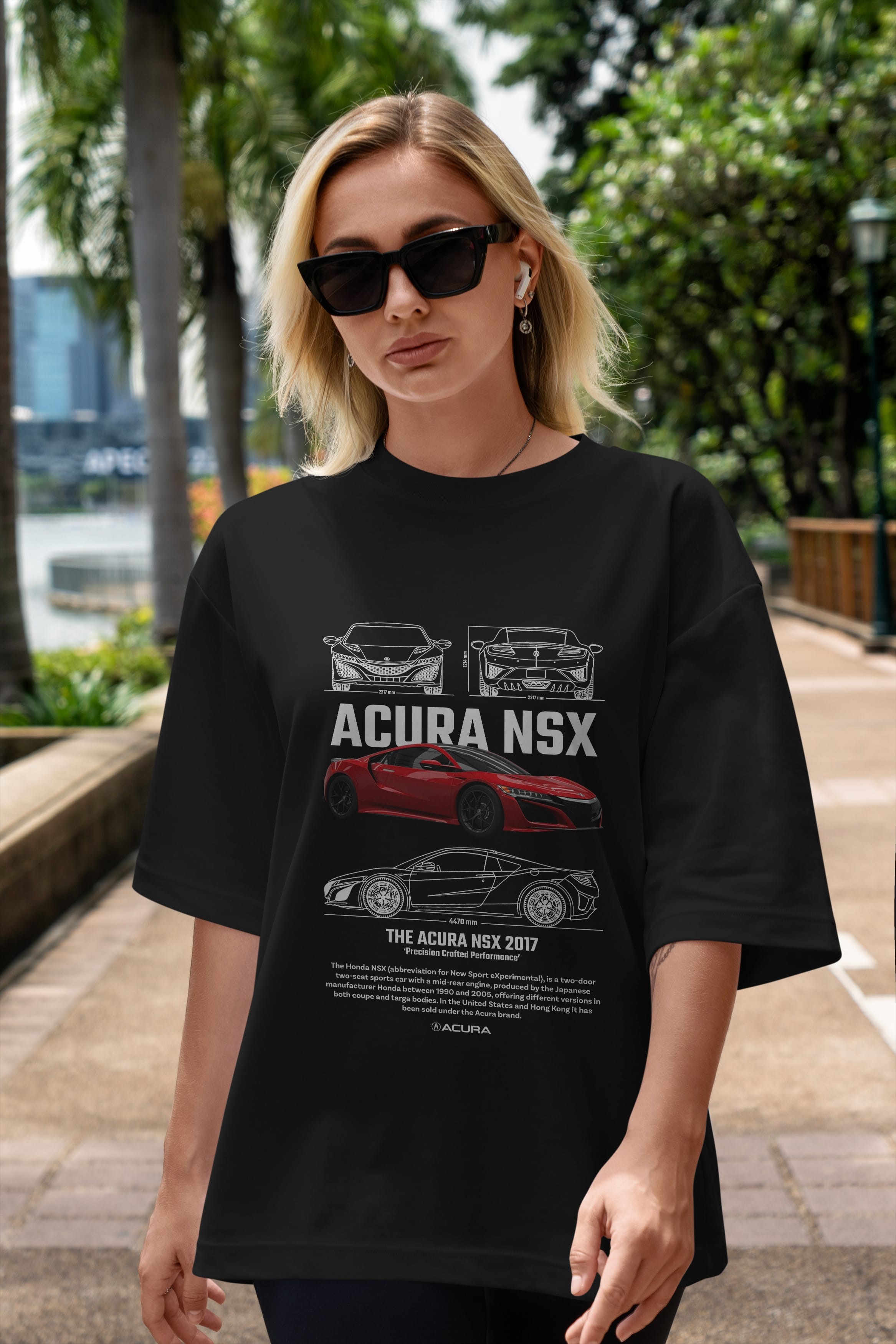 Honda Acura NSX 1 Ön Baskılı Oversize t-shirt Erkek Kadın Unisex %100 Pamuk Bisiklet Yaka tişort