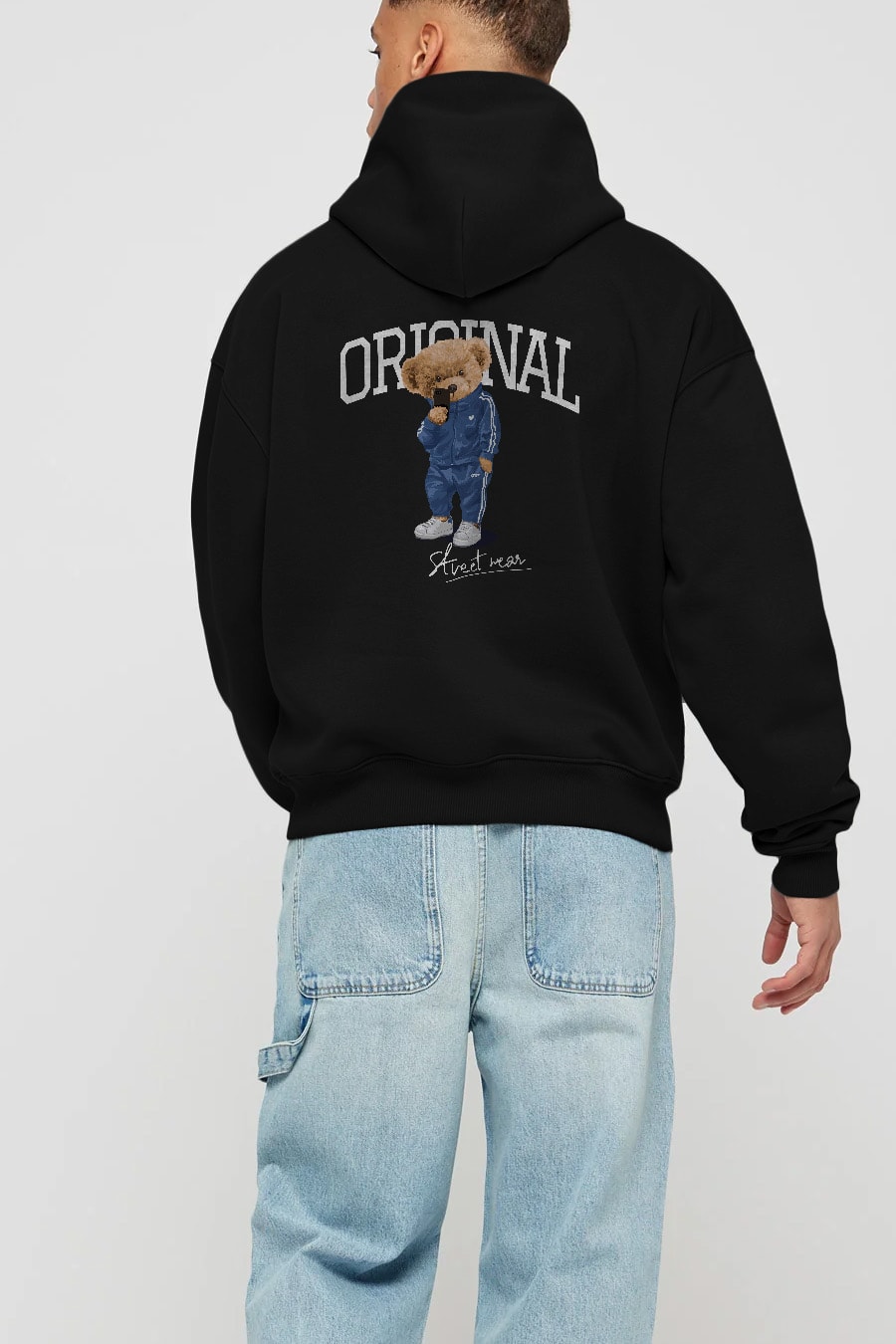 Teddy Bear Original Arka Baskılı Hoodie Oversize Kapüşonlu Sweatshirt Erkek Kadın Unisex