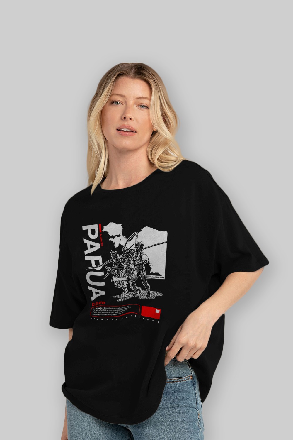 Papua Culture Ön Baskılı Oversize t-shirt Erkek Kadın Unisex