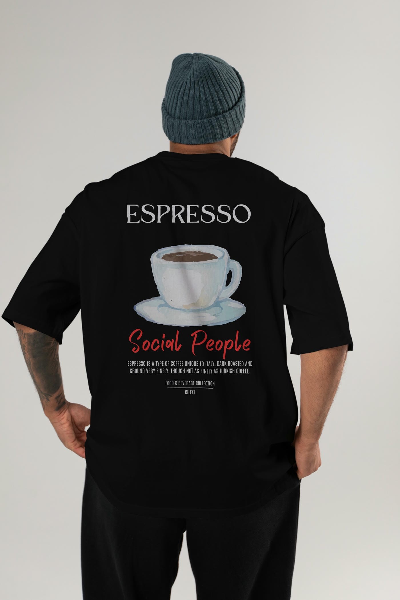 Espresso Kokteyl Serisi Baskılı Oversize t-shirt Erkek Kadın Unisex %100 Pamuk Bisiklet Yaka tişort
