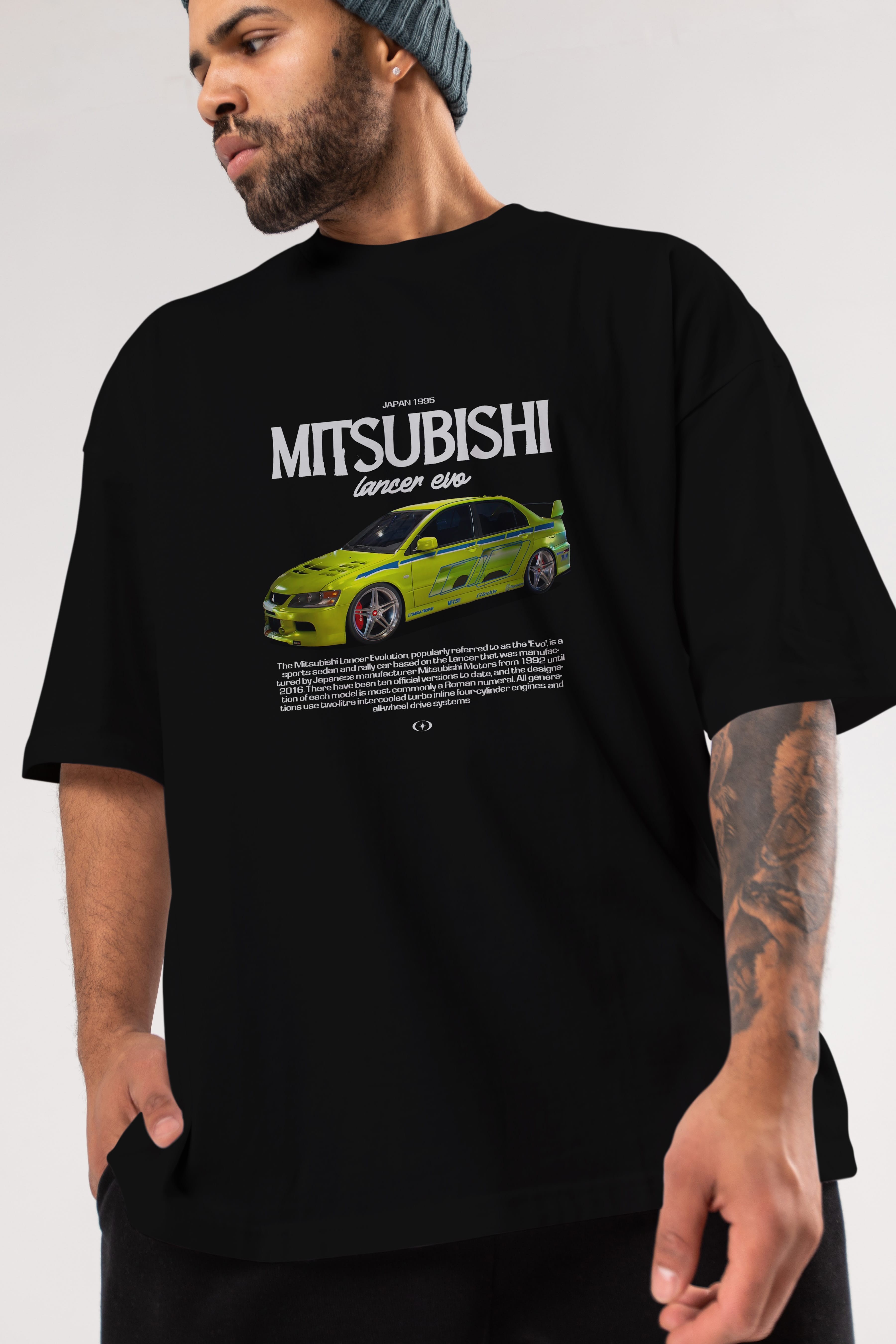 MITSUBISHI LANCER EVO 3 Ön Baskılı Oversize t-shirt Erkek Kadın Unisex %100 Pamuk Bisiklet Yaka tişort