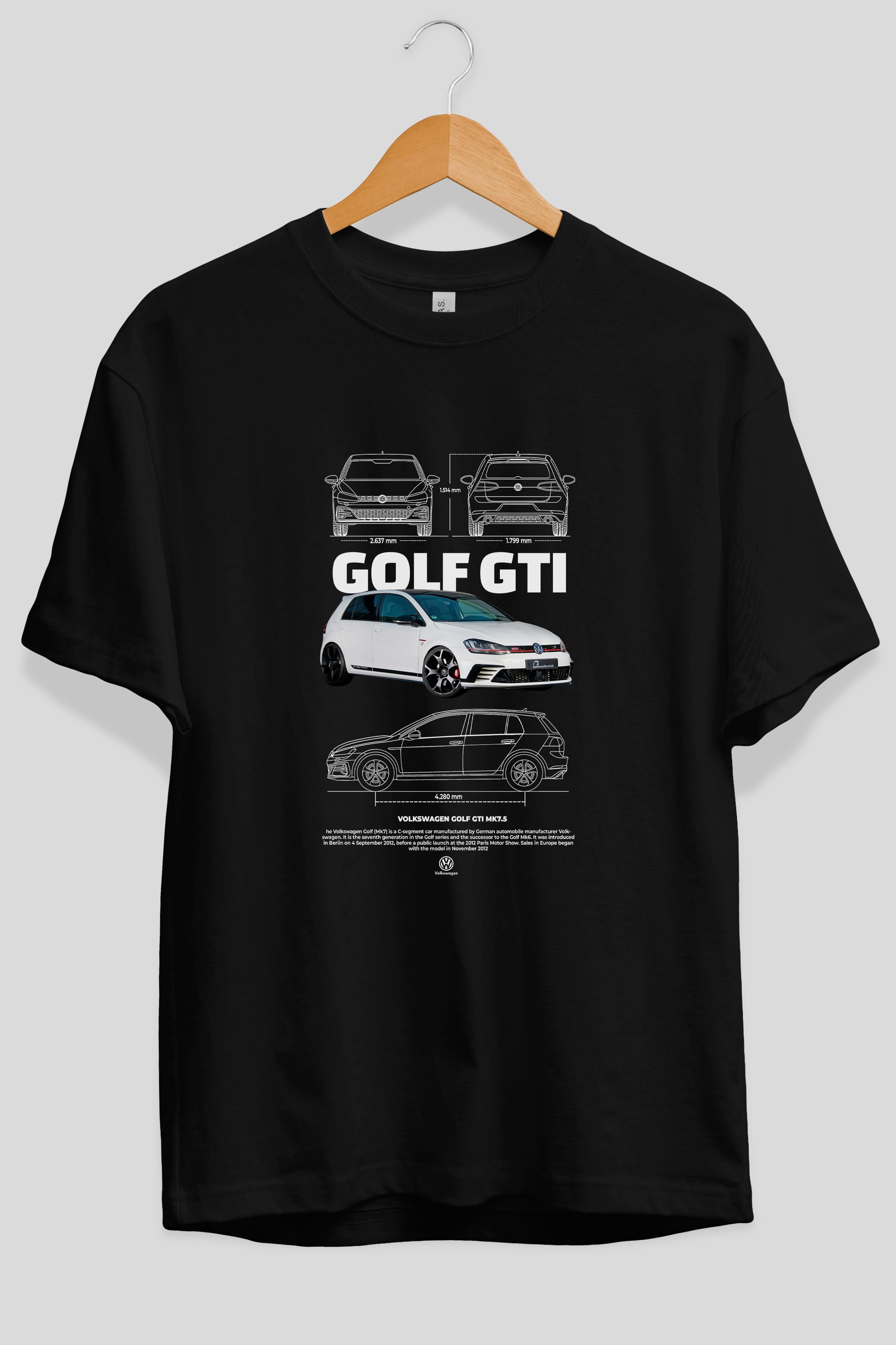 VOLKSWAGEN Golf GTI MK7 Ön Baskılı Oversize t-shirt Erkek Kadın Unisex %100 Pamuk Bisiklet Yaka tişort