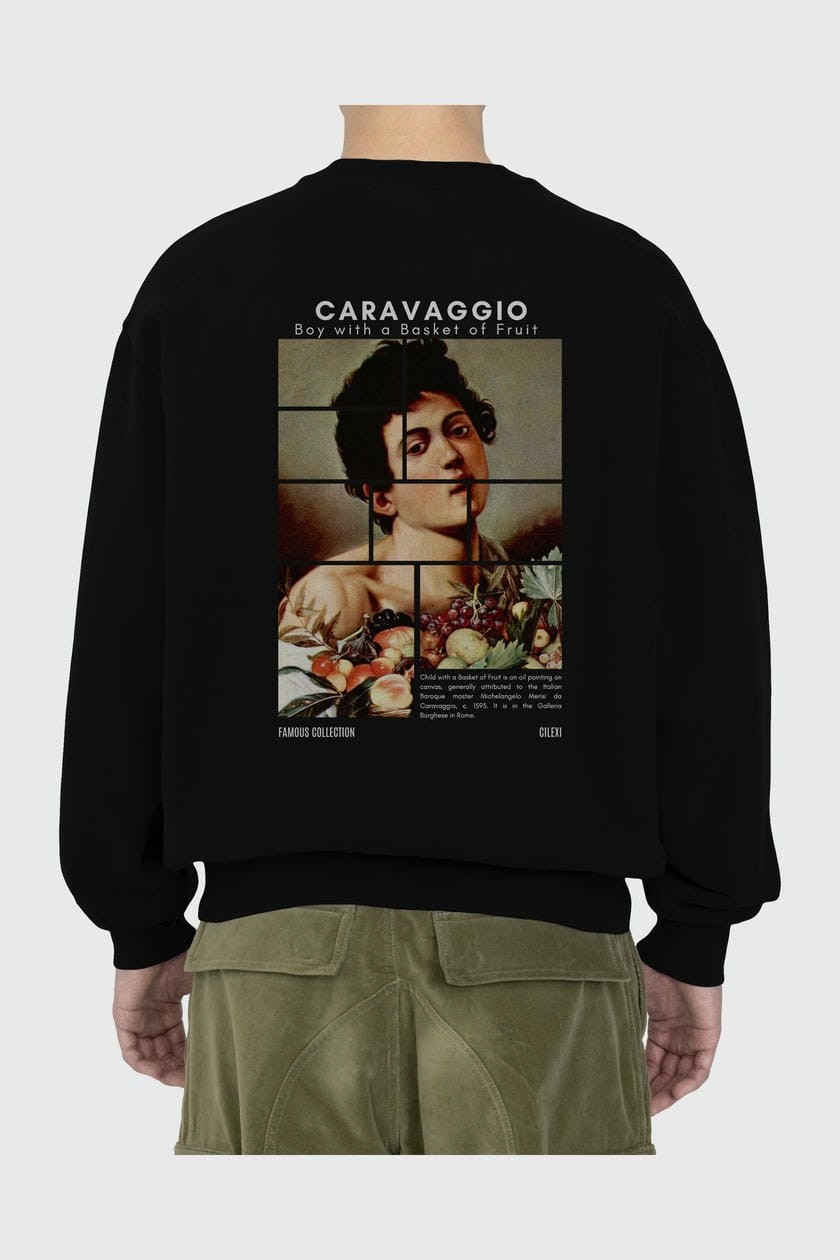 Caravaggio Boy Arka Baskılı Oversize Sweatshirt Erkek Kadın Unisex