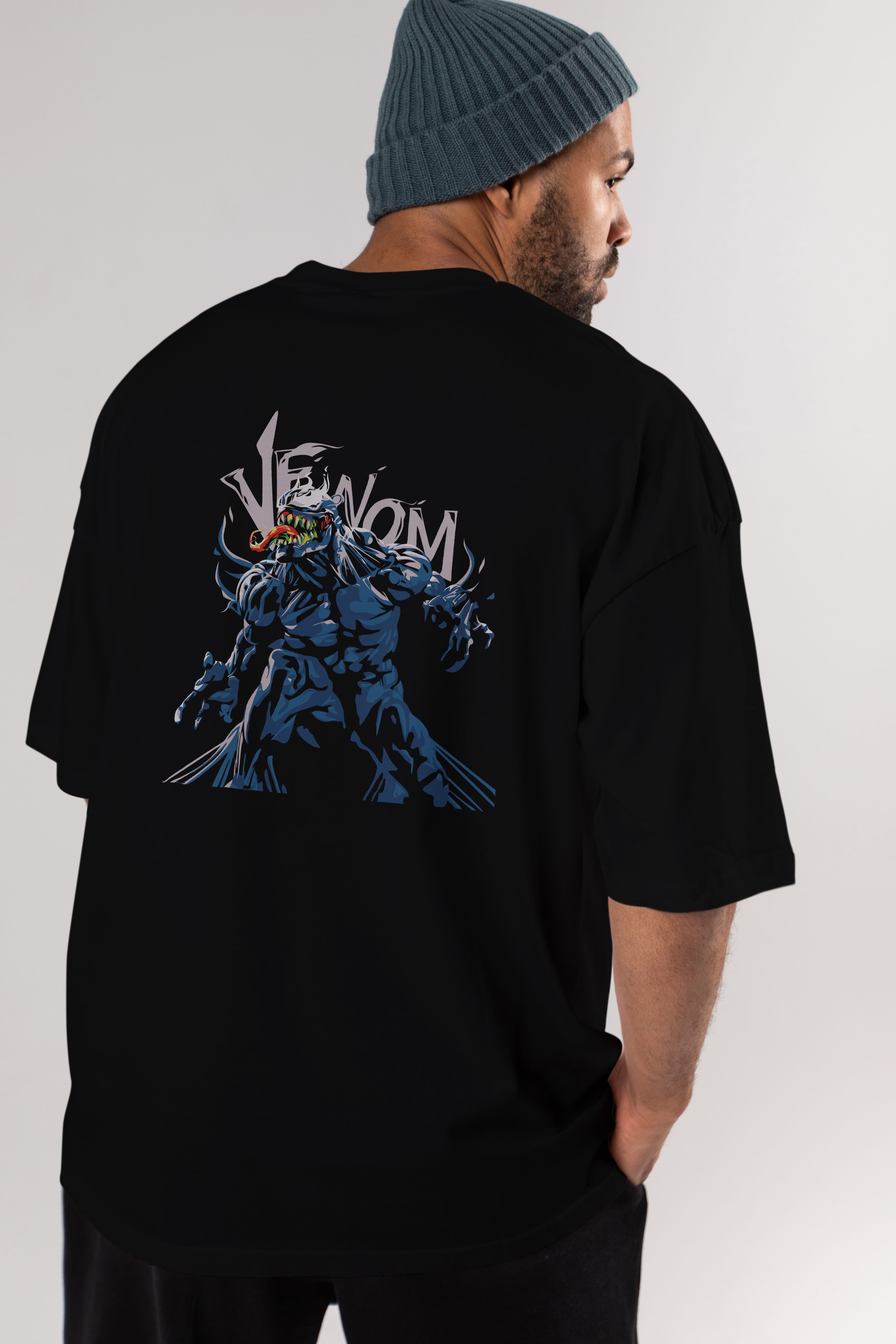 Venom (8) Arka Baskılı Oversize t-shirt Erkek Kadın Unisex %100 Pamuk Bisiklet Yaka tişort