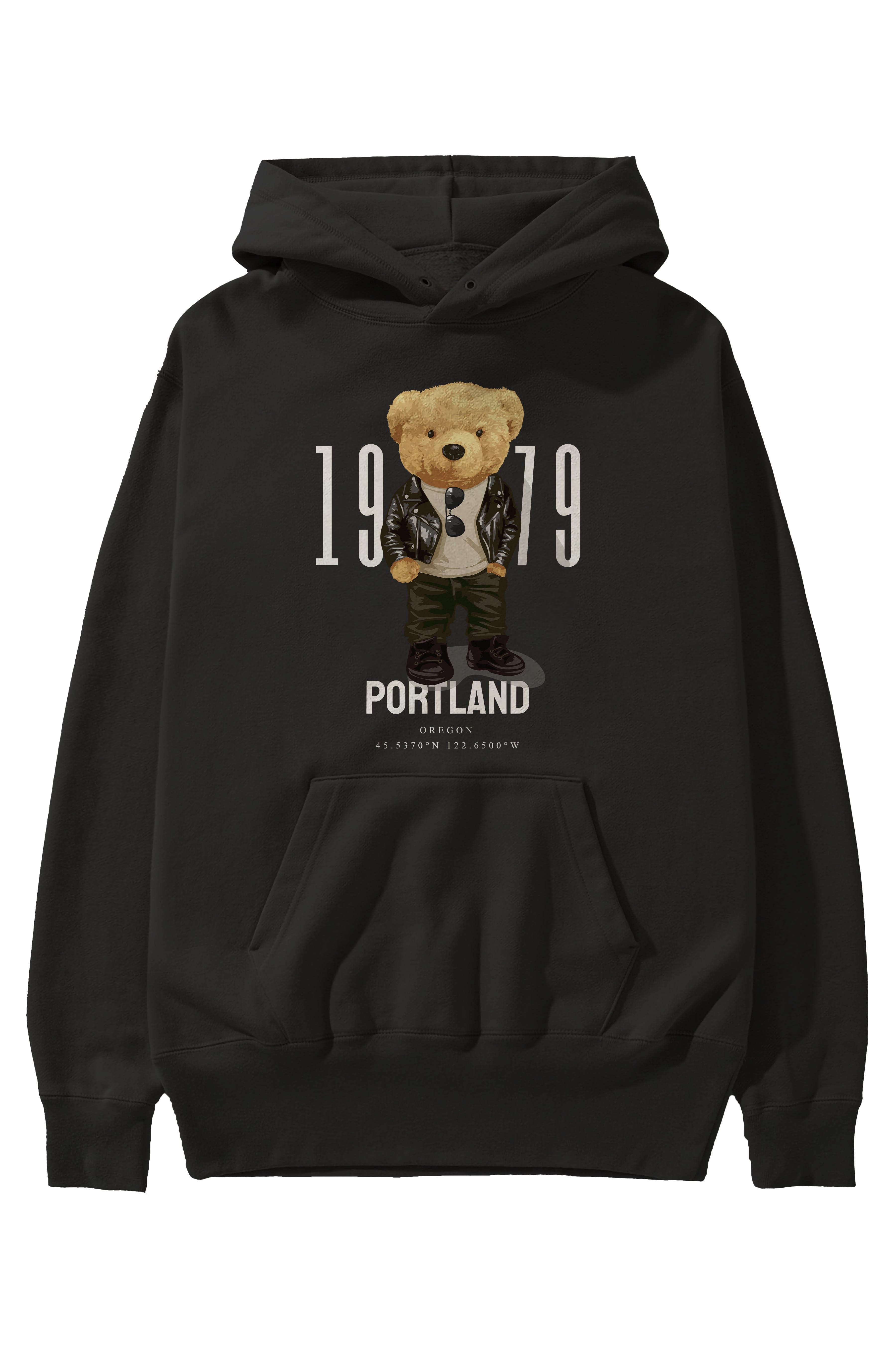 Teddy Bear Portland Ön Baskılı Hoodie Oversize Kapüşonlu Sweatshirt Erkek Kadın Unisex