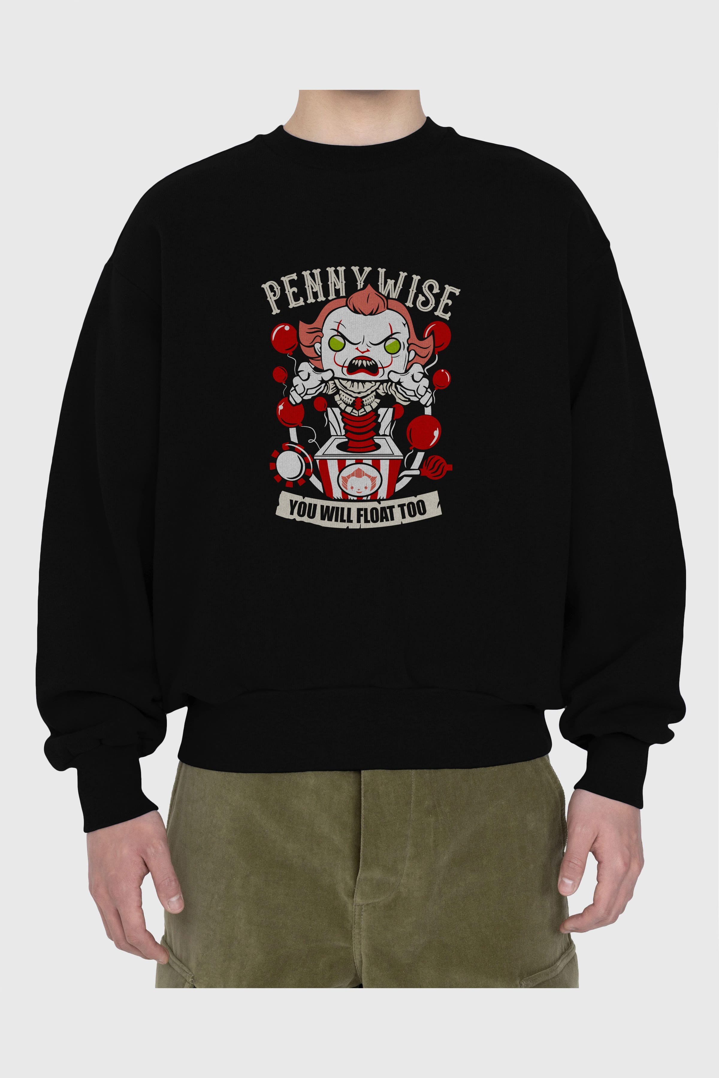 Pennywise Ön Baskılı Oversize Sweatshirt Erkek Kadın Unisex