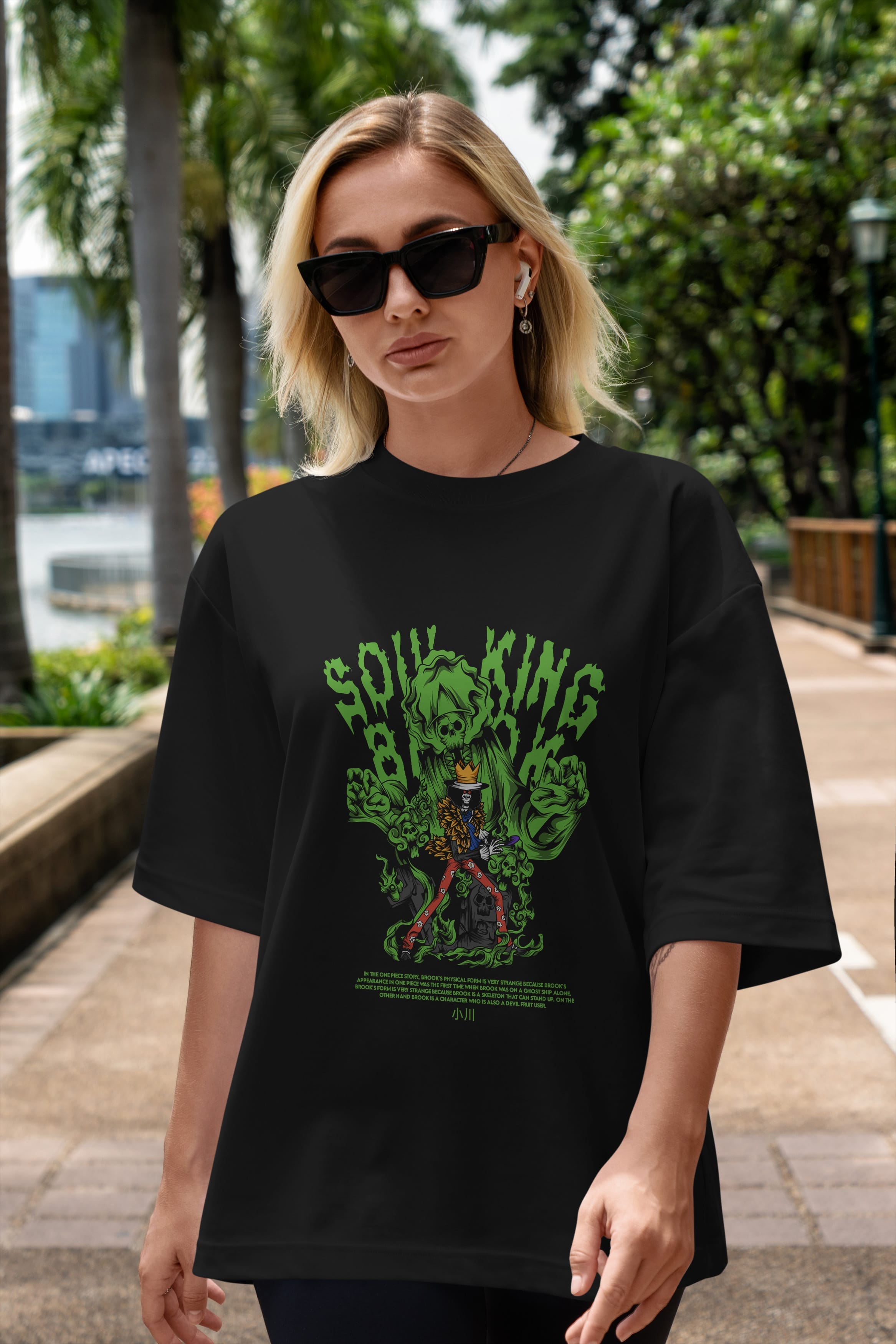 Soul King Brook Anime Ön Baskılı Oversize t-shirt %100 pamuk Erkek Kadın Unisex