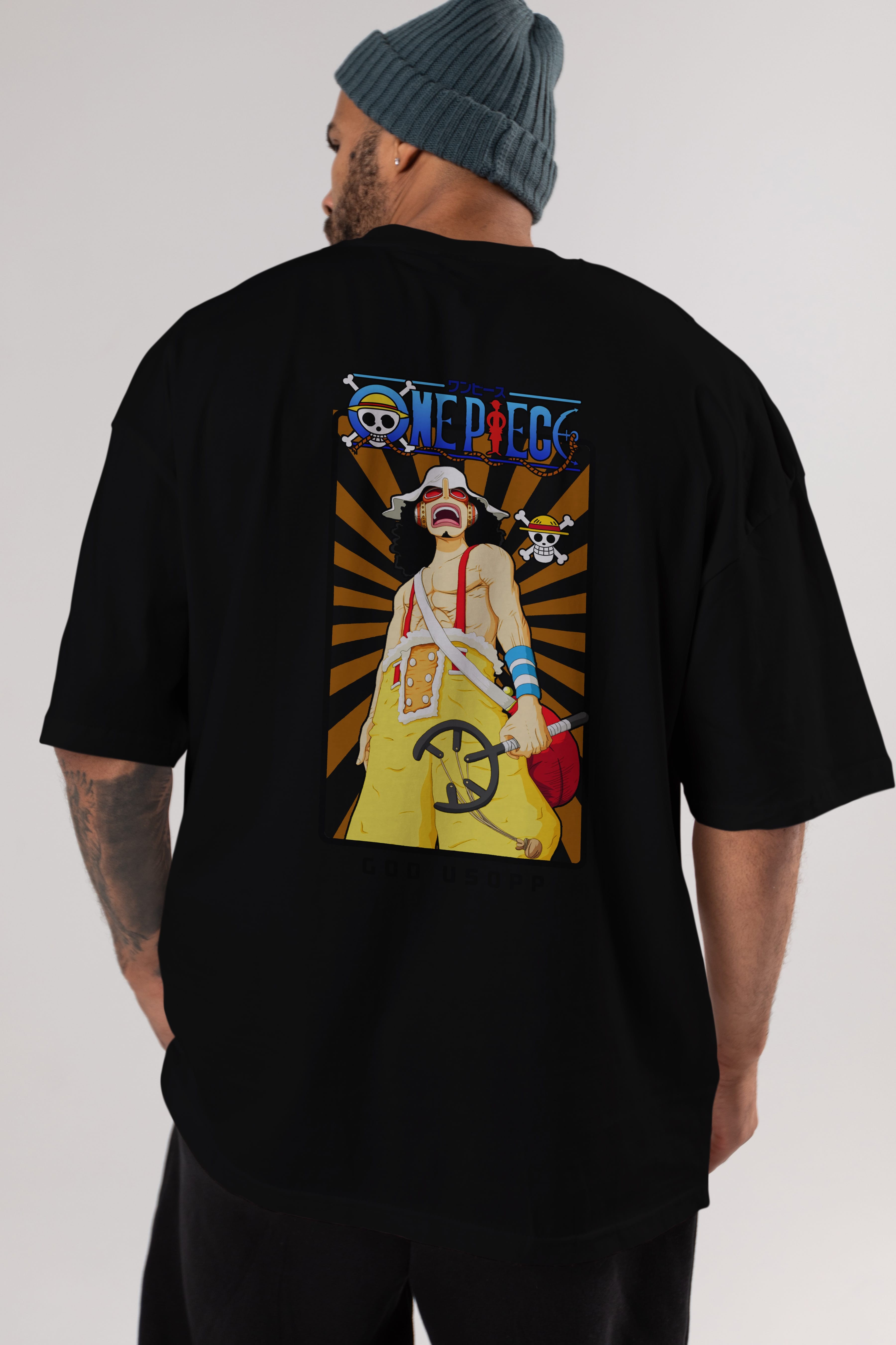 Usopp Anime Arka Baskılı Oversize t-shirt Erkek Kadın Unisex %100 pamuk tişort