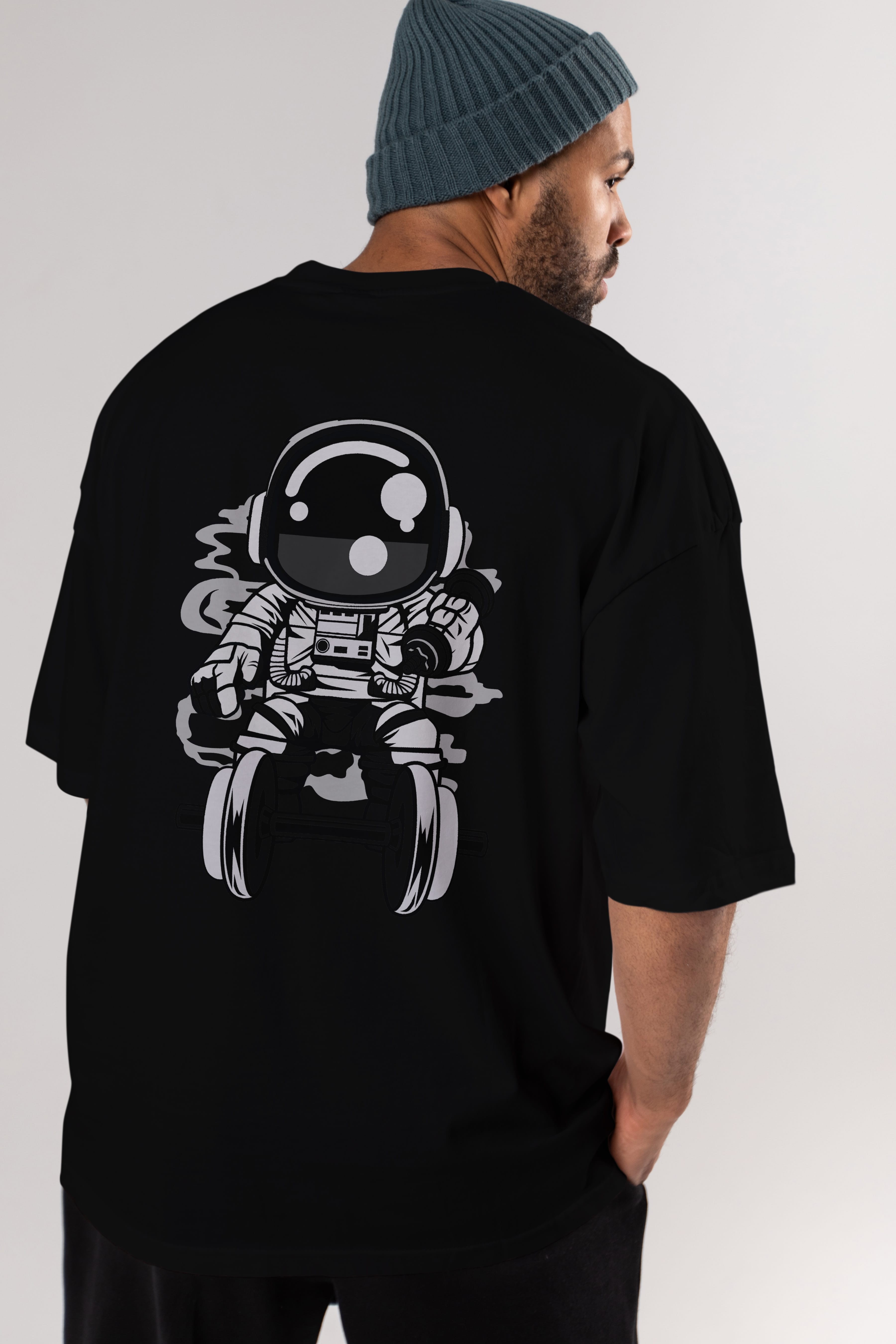 Astronaut Gym Arka Baskılı Oversize t-shirt Erkek Kadın Unisex