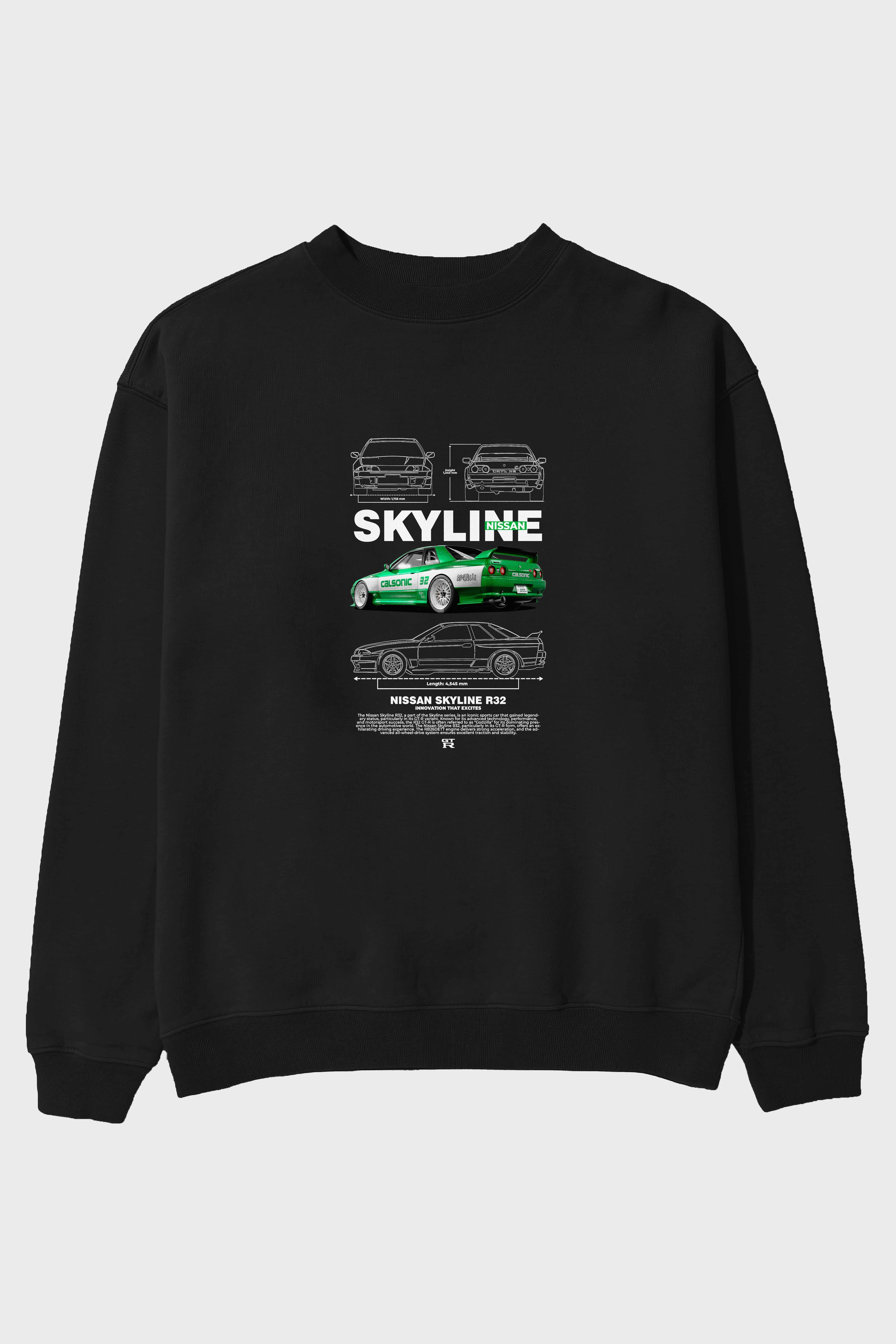 NISSAN SKYLINE R32 Ön Baskılı Anime Oversize Sweatshirt Erkek Kadın Unisex