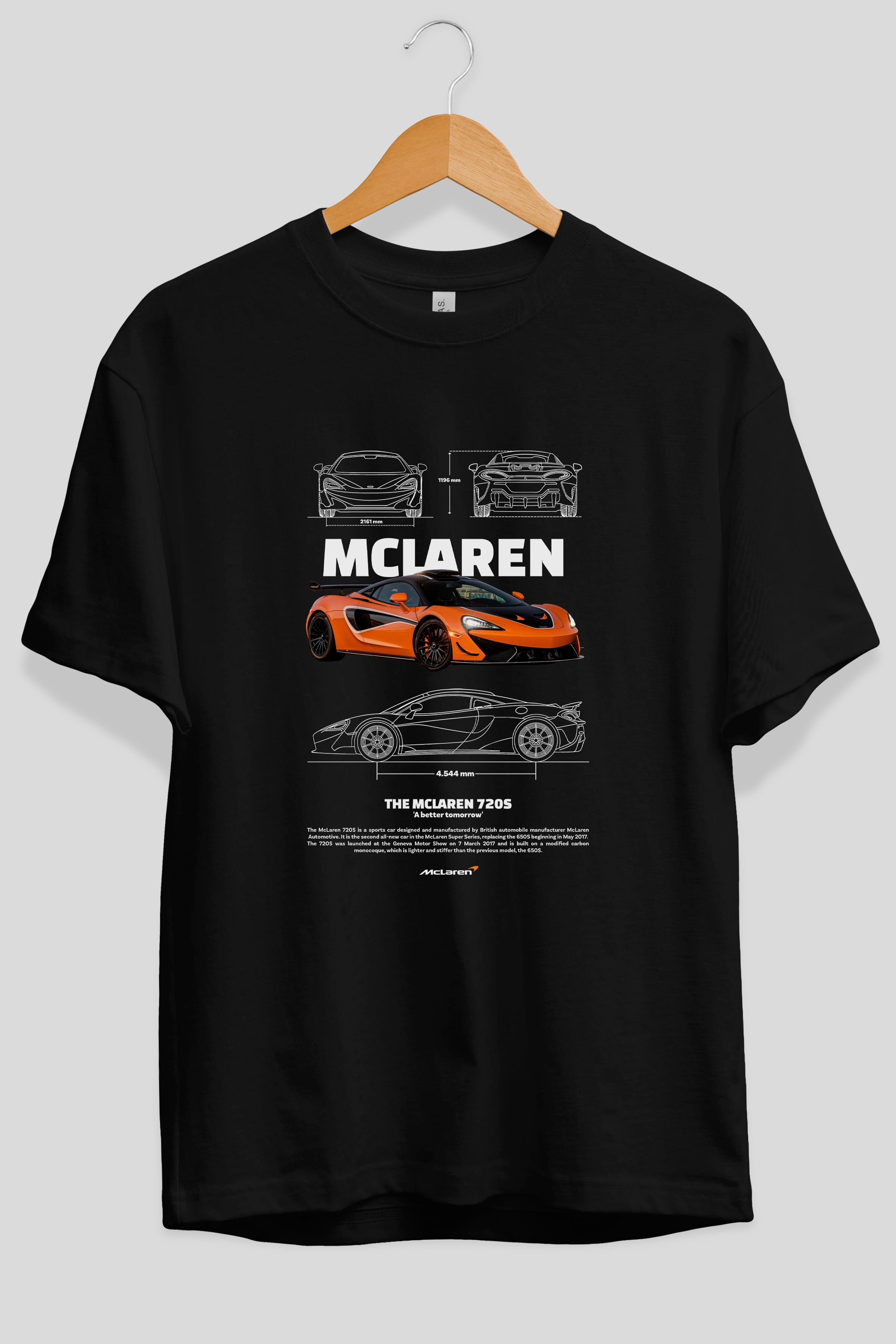 MCLAREN 720S ORANGE Ön Baskılı Oversize t-shirt Erkek Kadın Unisex %100 Pamuk Bisiklet Yaka tişort