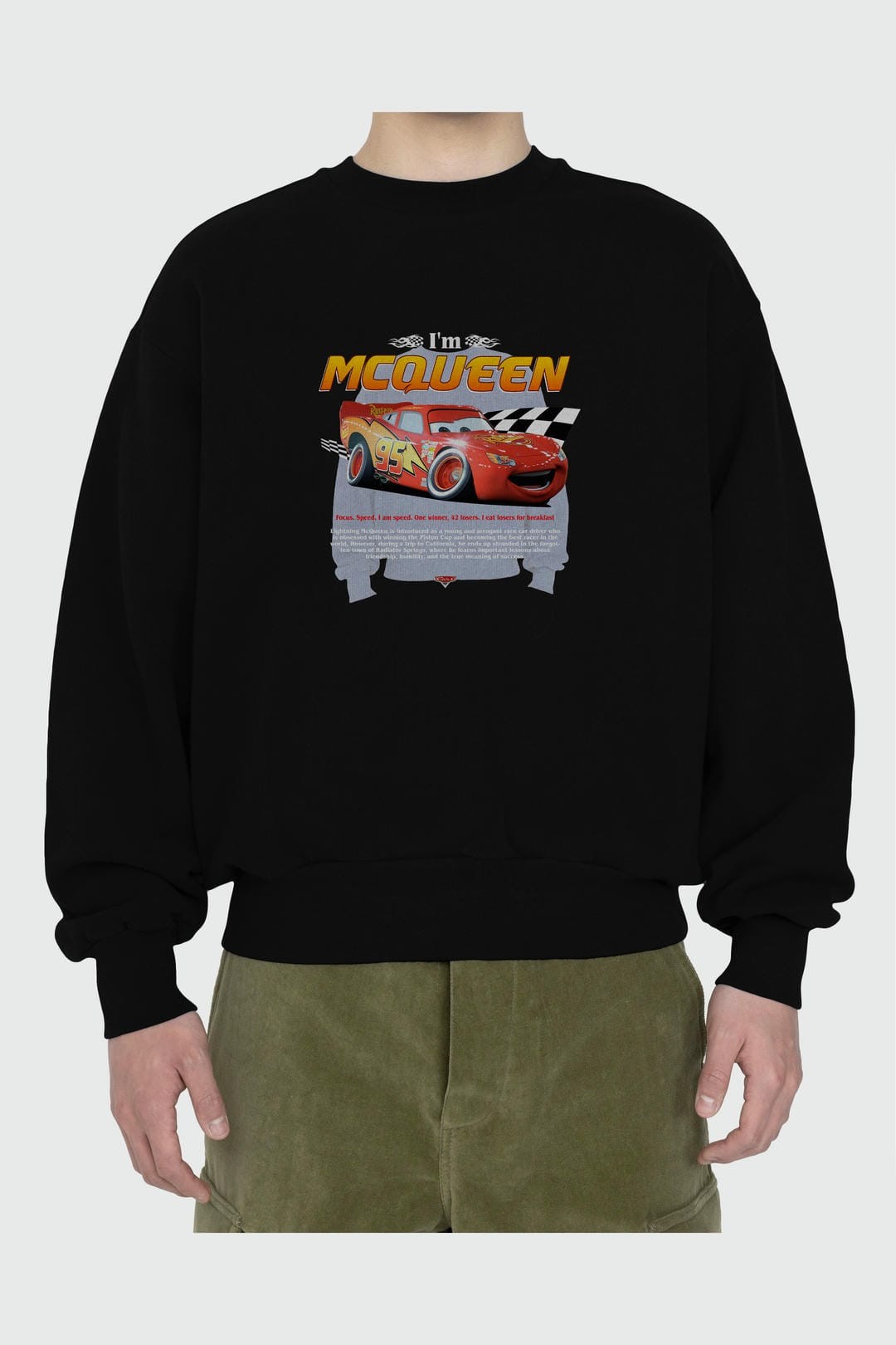 i am mcqueen Ön Baskılı Anime Oversize Sweatshirt Erkek Kadın Unisex