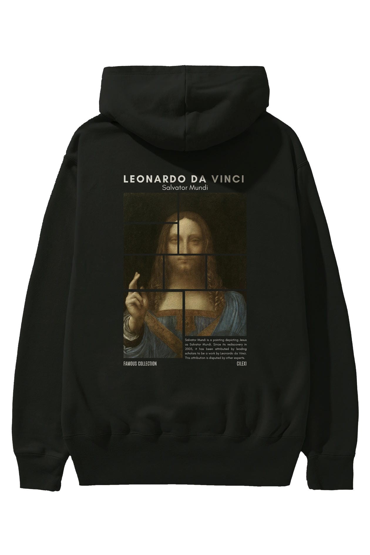 Salvador Mundi Arka Baskılı Hoodie Oversize Kapüşonlu Sweatshirt Erkek Kadın