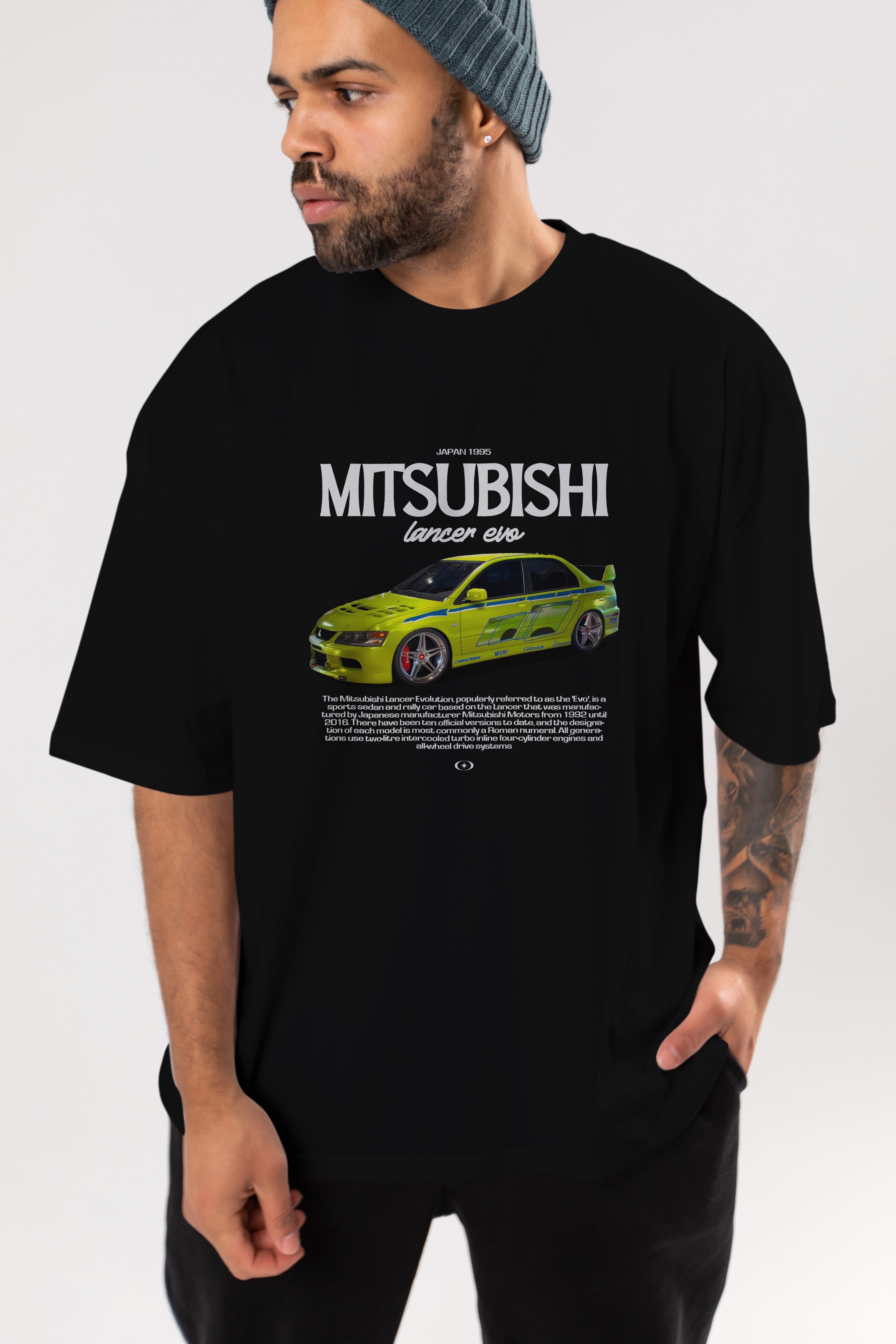 MITSUBISHI LANCER EVO 3 Ön Baskılı Oversize t-shirt Erkek Kadın Unisex %100 Pamuk Bisiklet Yaka tişort