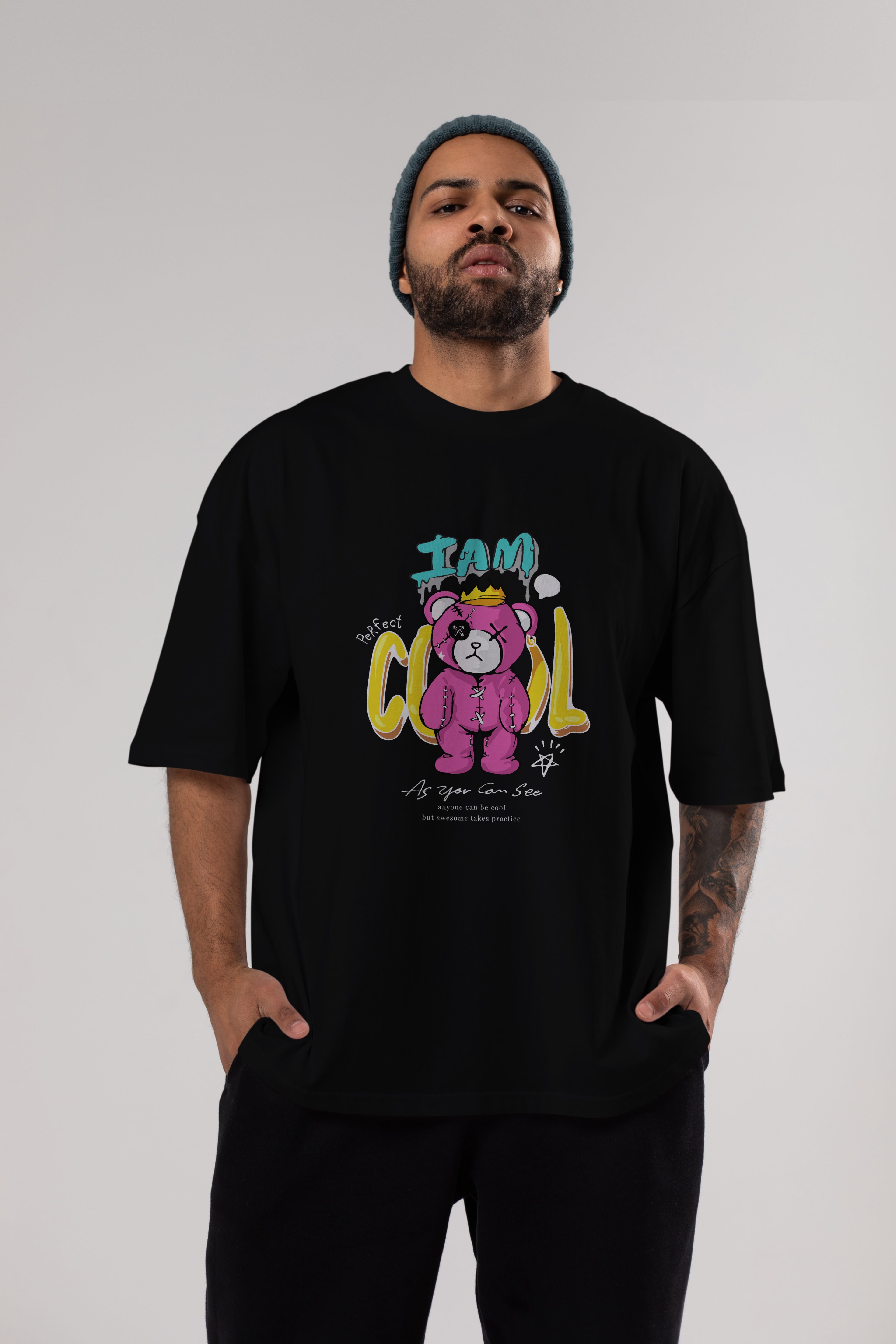 I am Cool Bear Ön Baskılı Oversize t-shirt Erkek Kadın Unisex