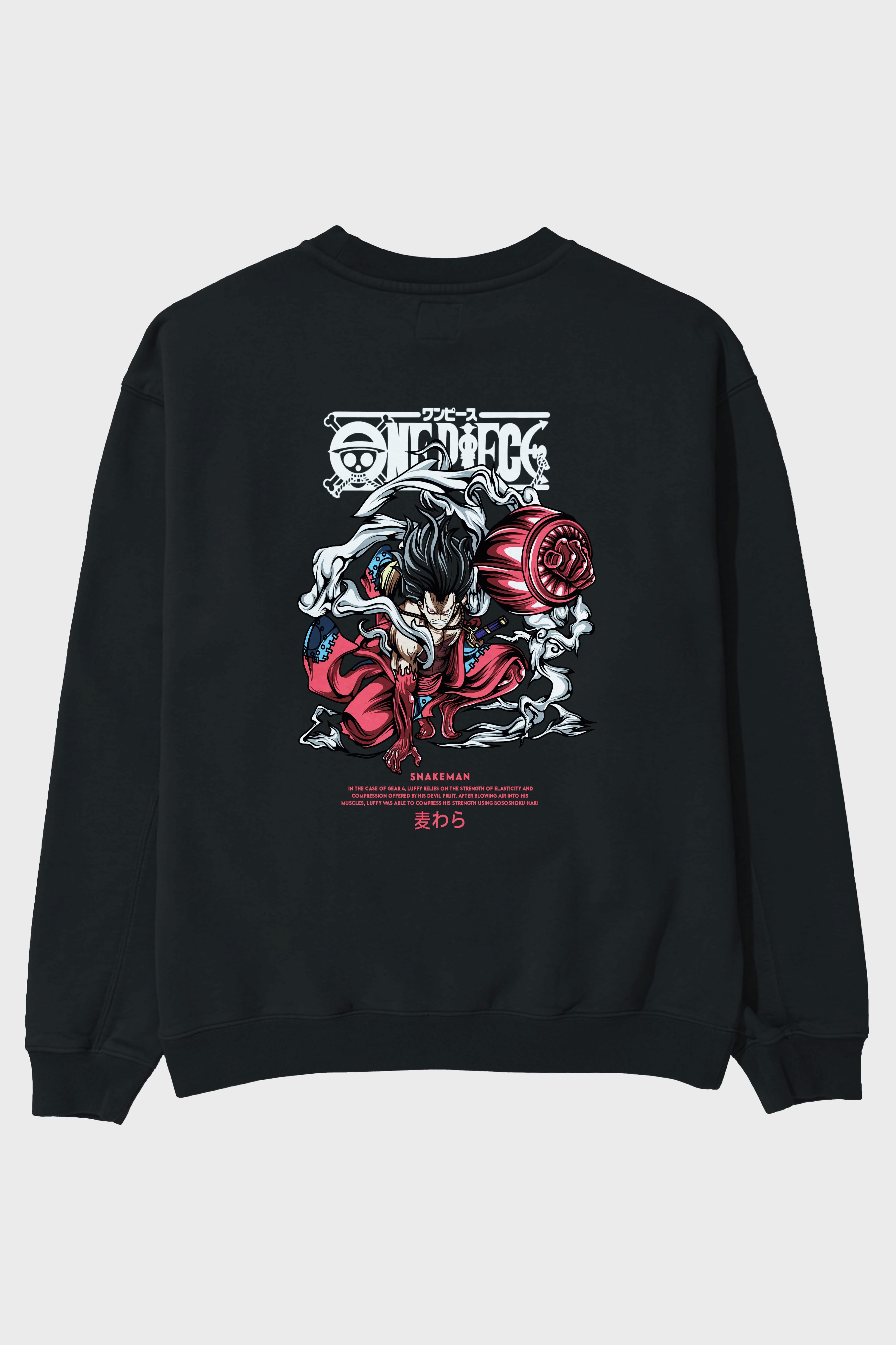 One Piece Snakeman Anime Arka Baskılı Oversize Sweatshirt Erkek Kadın Unisex