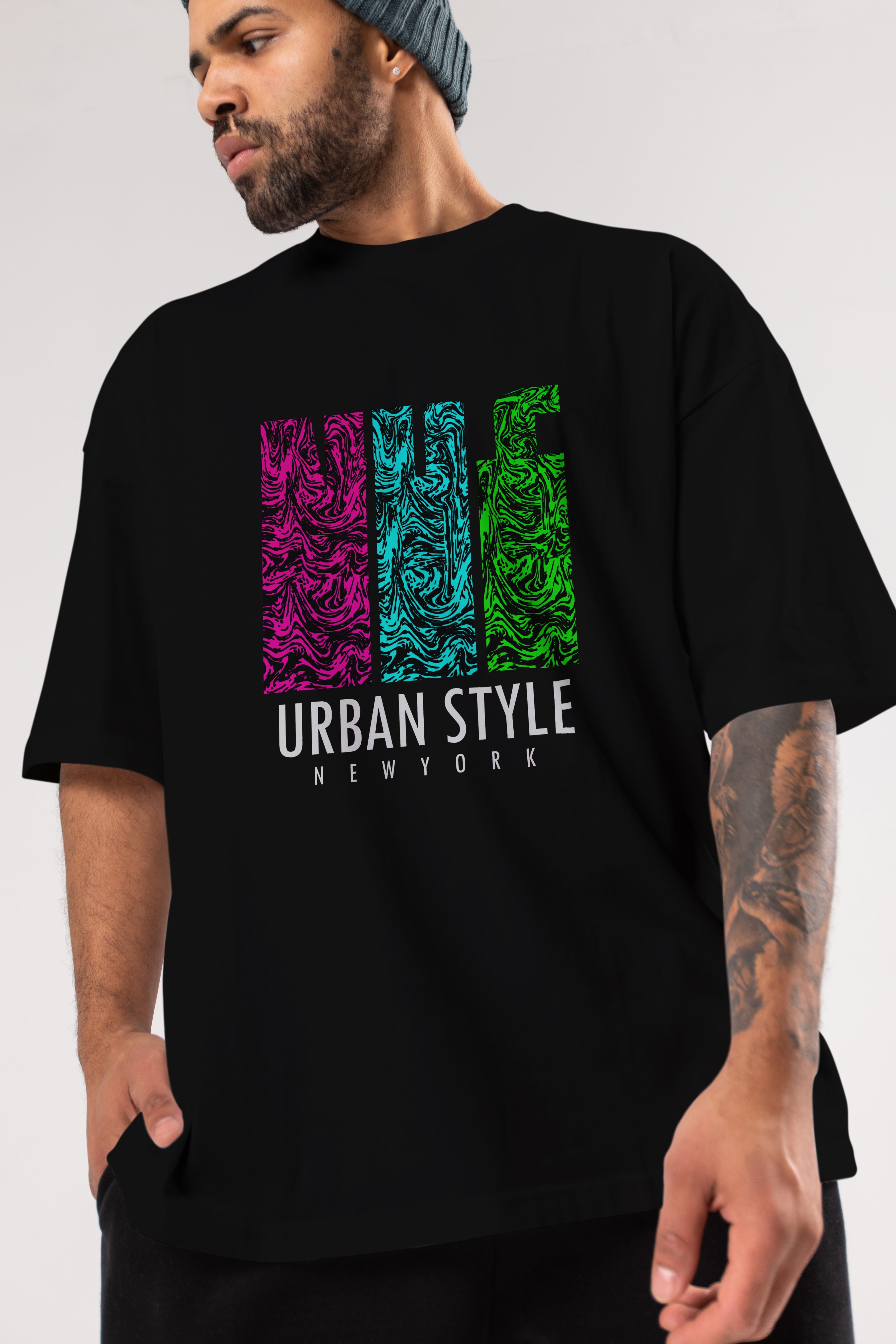 Urban Style Newyork Ön Baskılı Oversize t-shirt Erkek Kadın Unisex