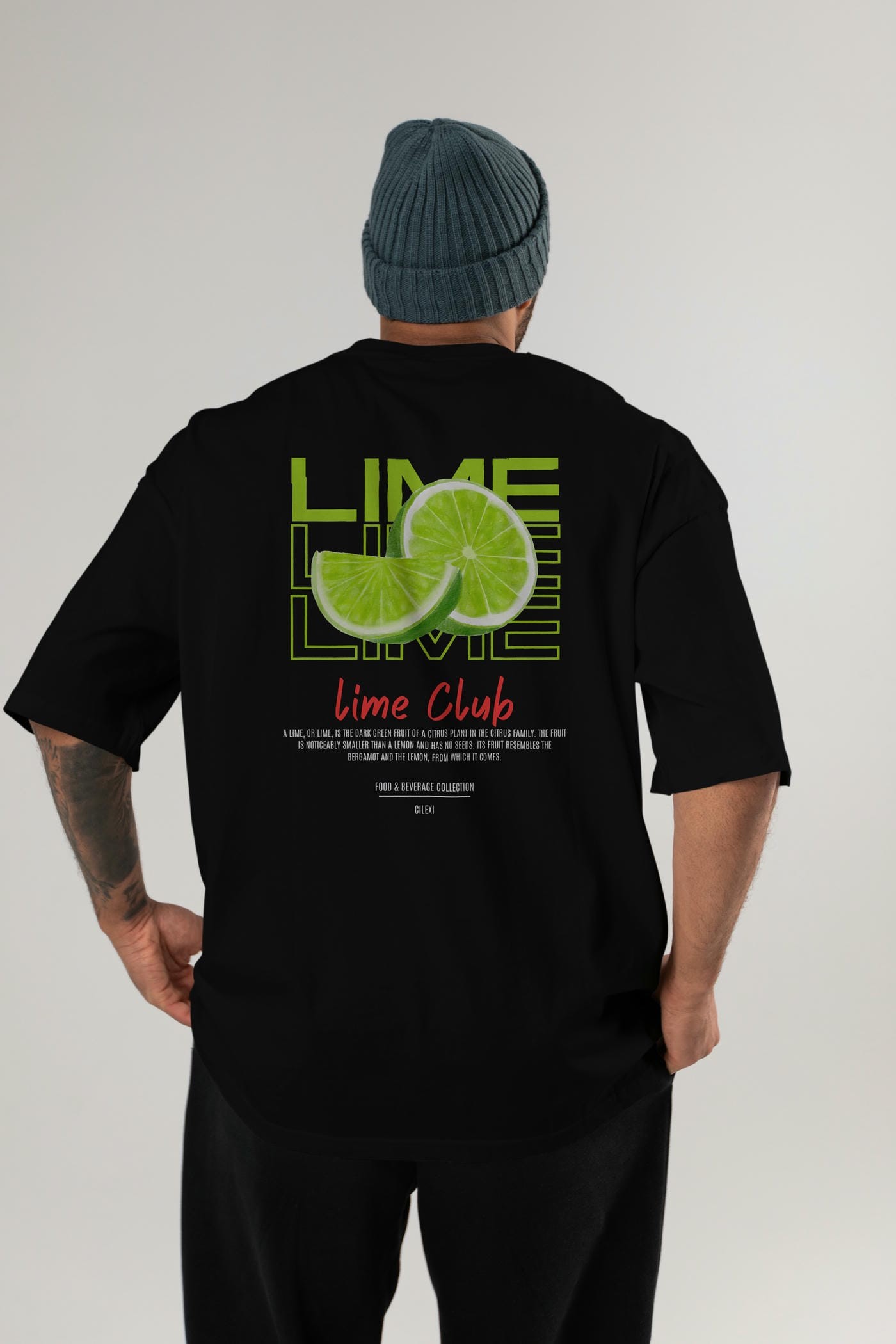 Lime Kokteyl Serisi Baskılı Oversize t-shirt Erkek Kadın Unisex %100 Pamuk Bisiklet Yaka tişort