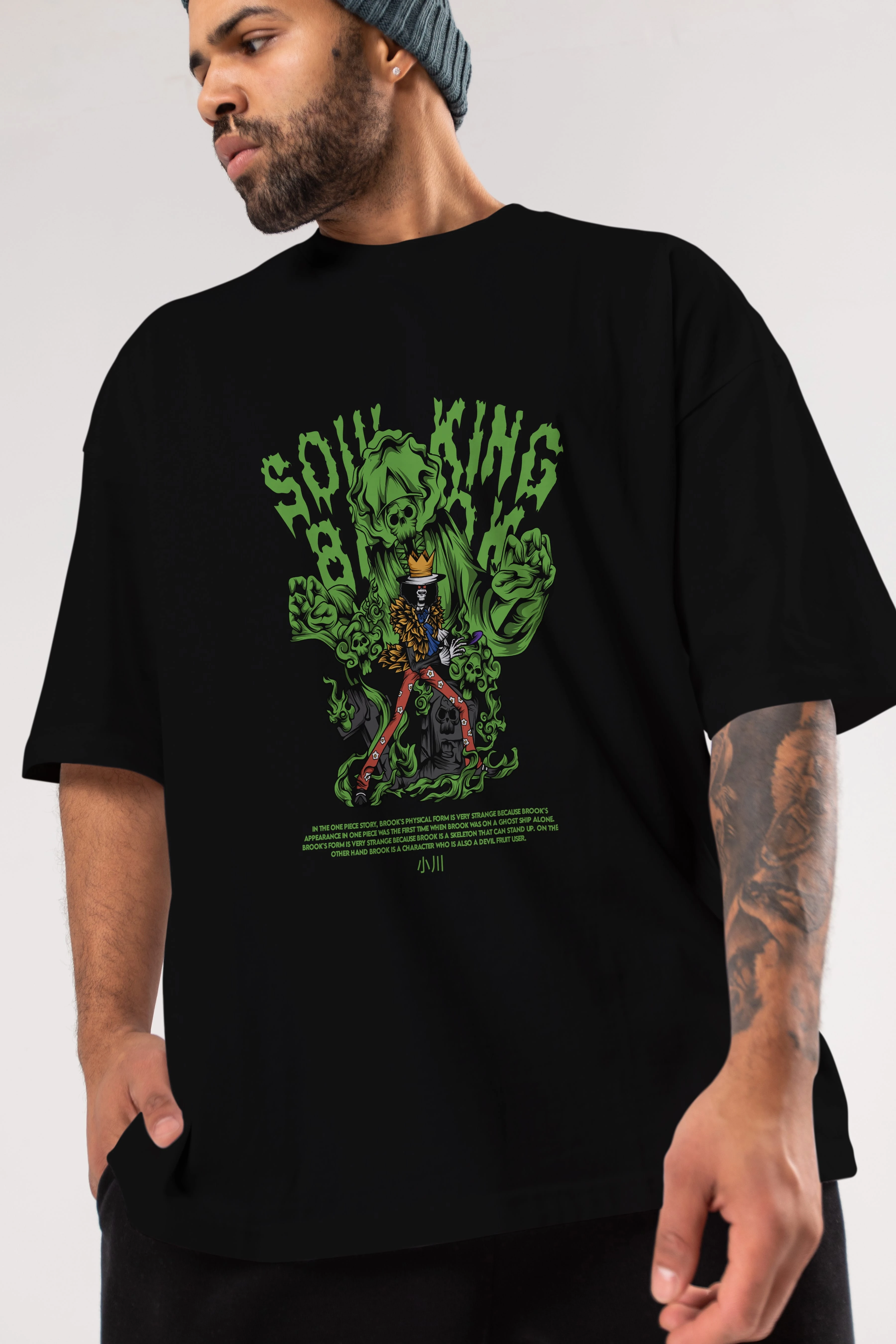 Soul King Brook Anime Ön Baskılı Oversize t-shirt %100 pamuk Erkek Kadın Unisex