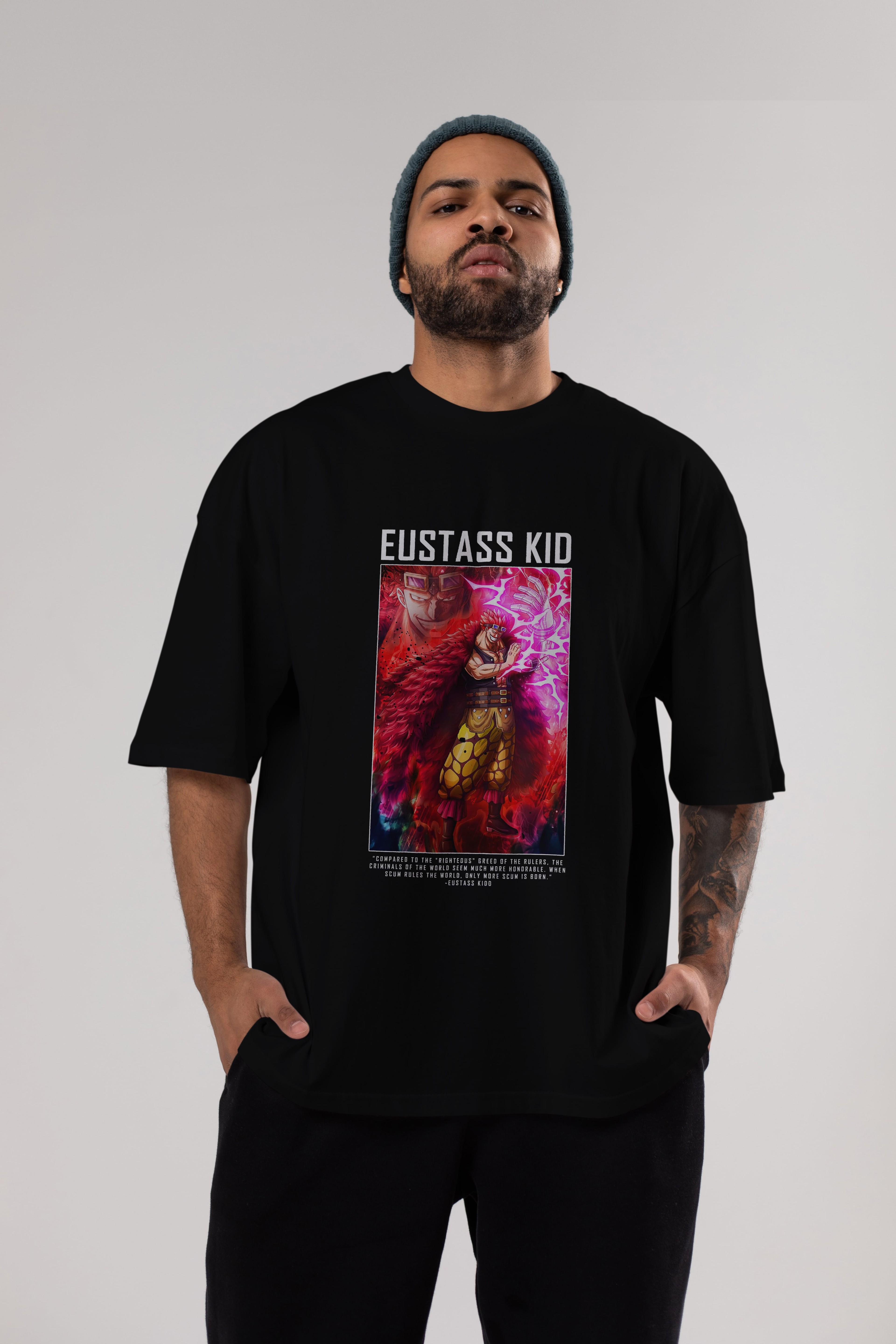 Eustass Kid Anime Ön Baskılı Oversize t-shirt Erkek Kadın Unisex