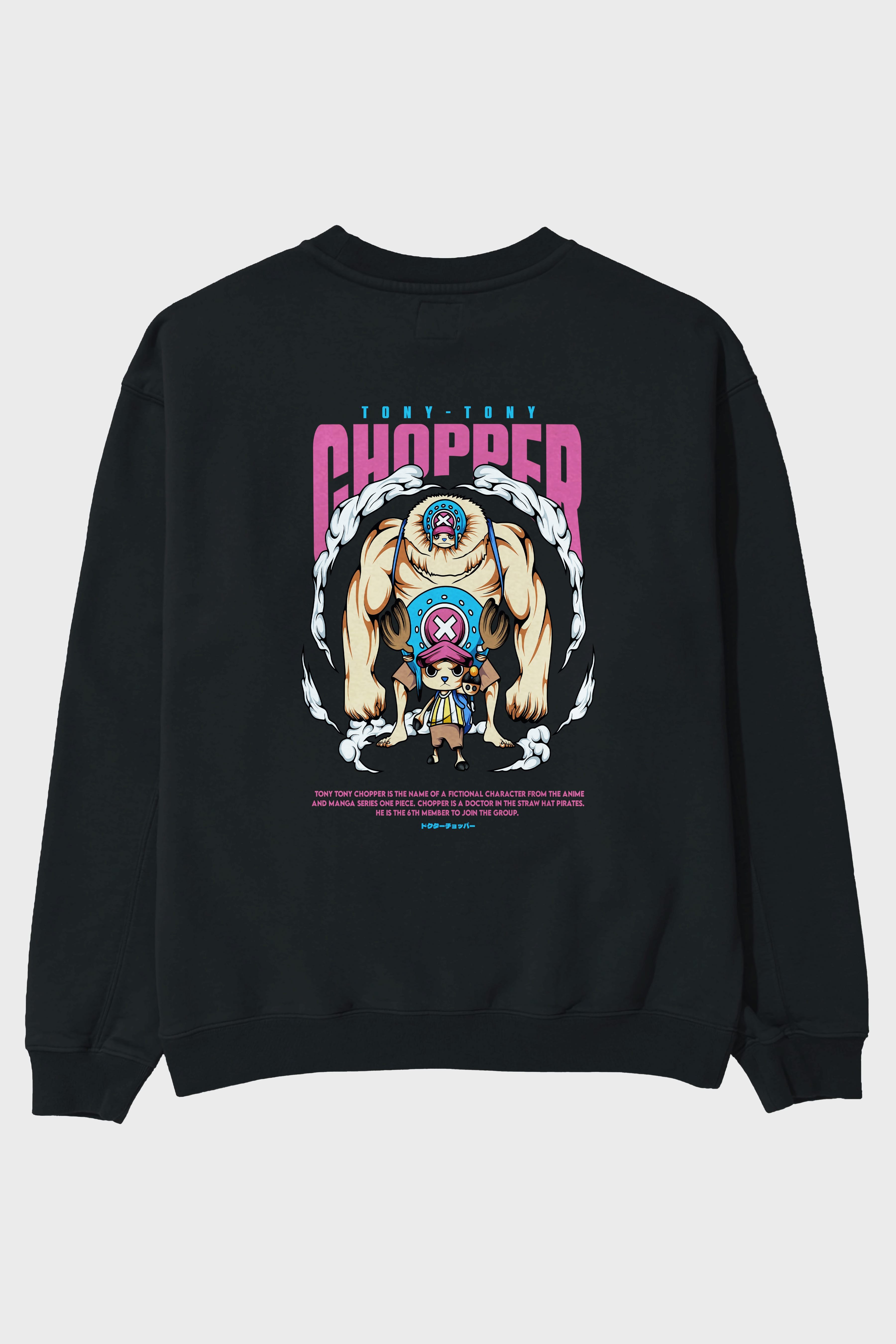 Tony Tony Chopper Anime Arka Baskılı Oversize Sweatshirt Erkek Kadın Unisex