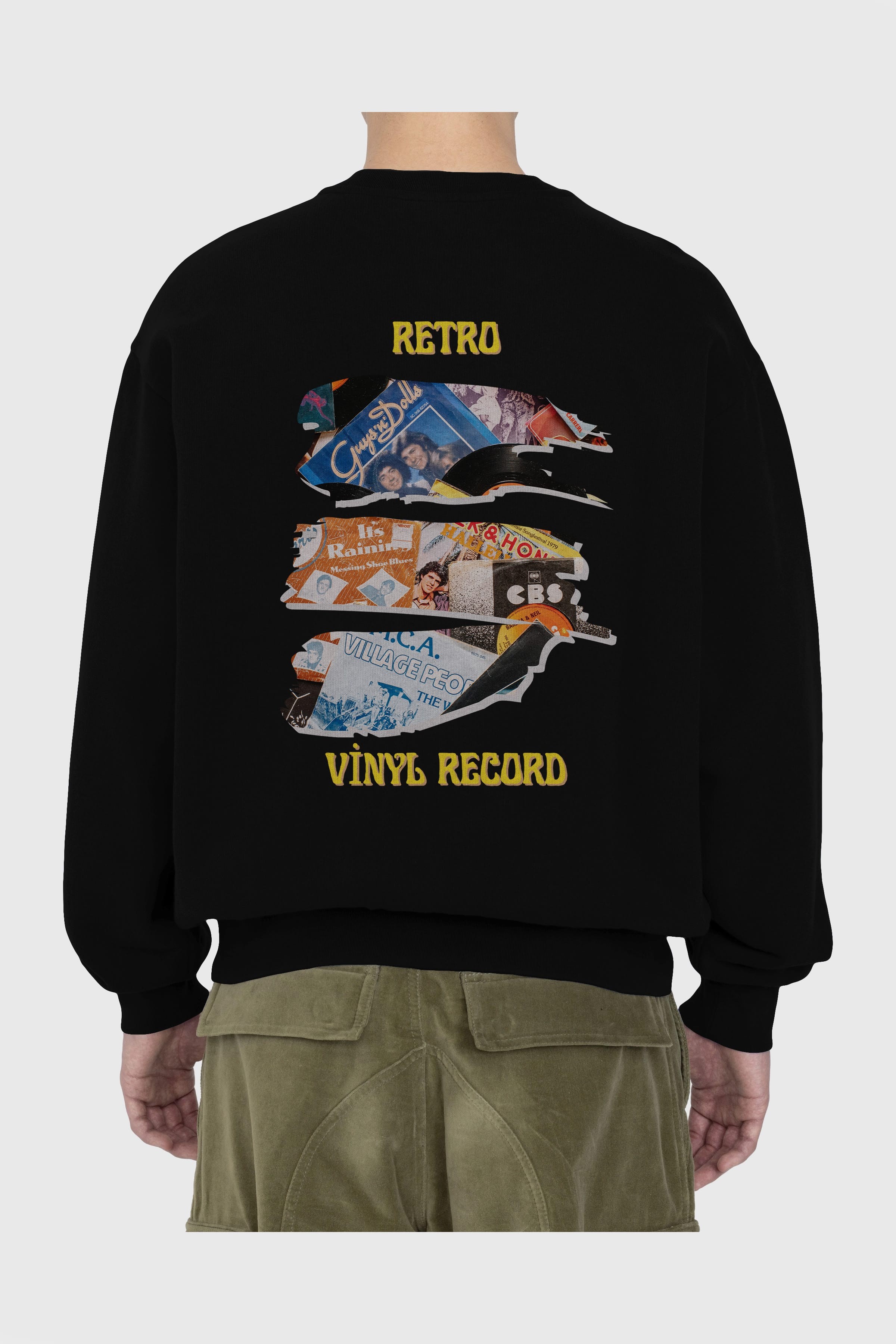Retro Design Arka Baskılı Oversize Sweatshirt Erkek Kadın Unisex