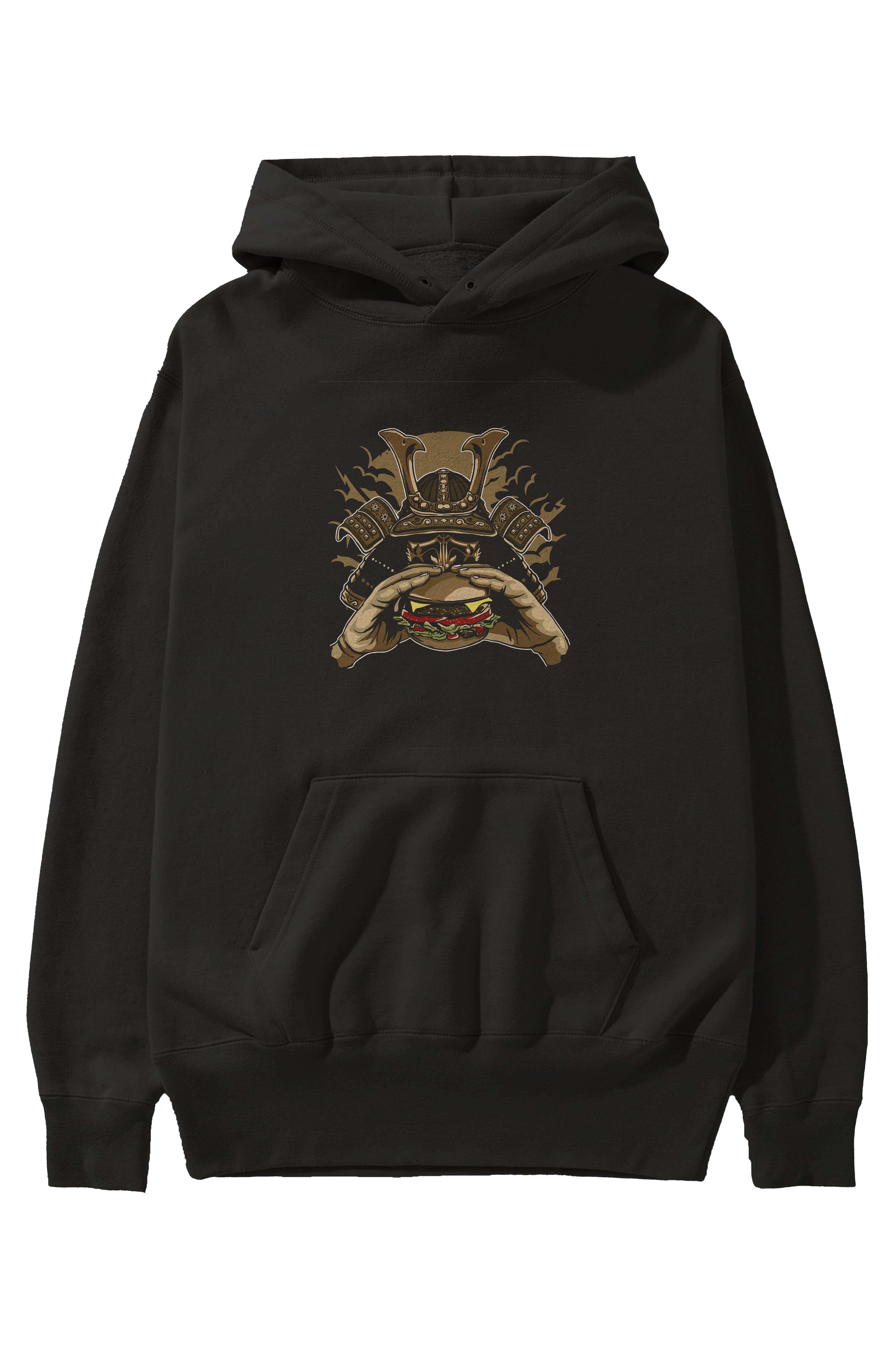 Samurai Burger Ön Baskılı Hoodie Oversize Kapüşonlu Sweatshirt Erkek Kadın Unisex